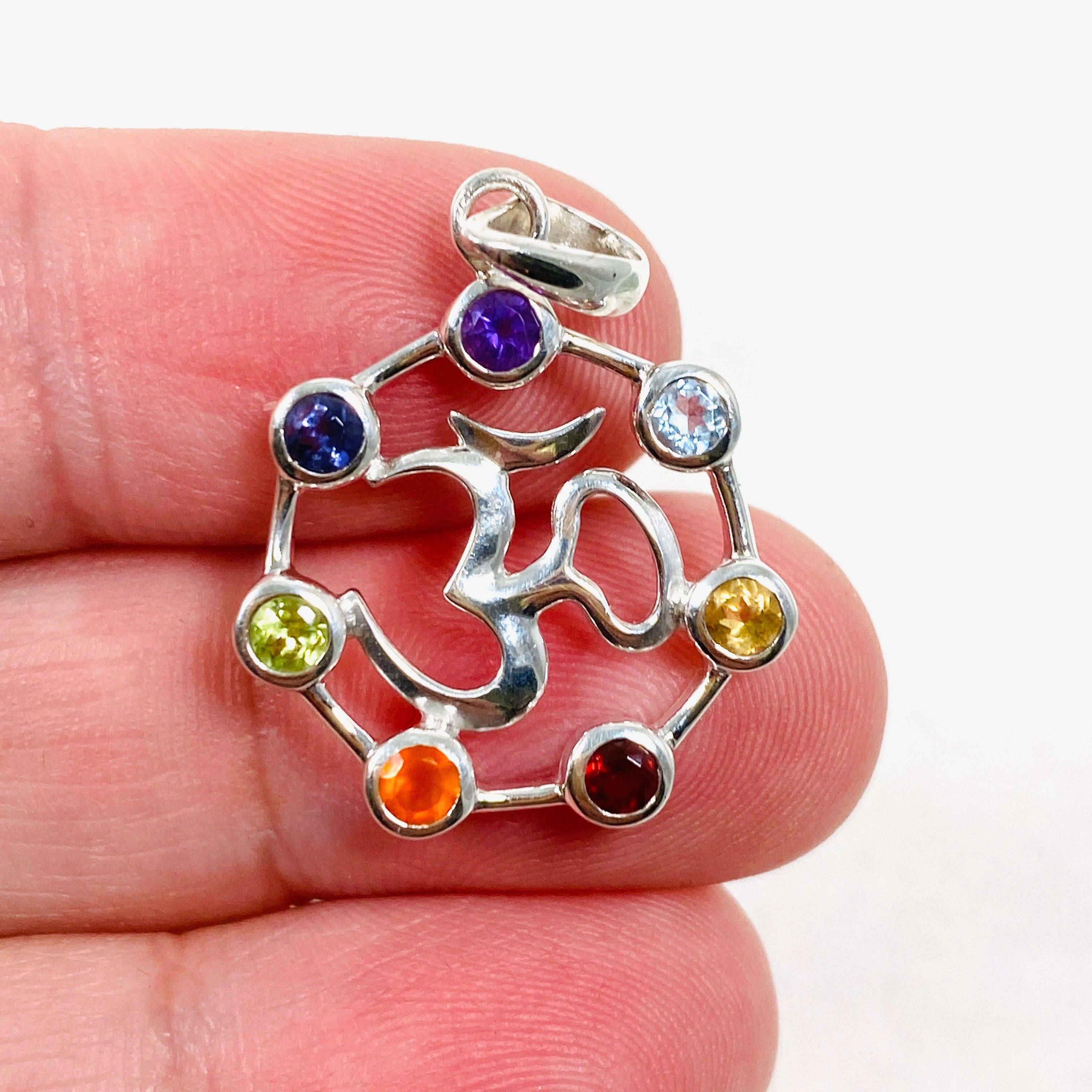 Chakra Om Pendant SSP10C - Spiritual Healing Necklace for Meditation & Yoga - Perfect for Energy Balance & Mindfulness Practice
