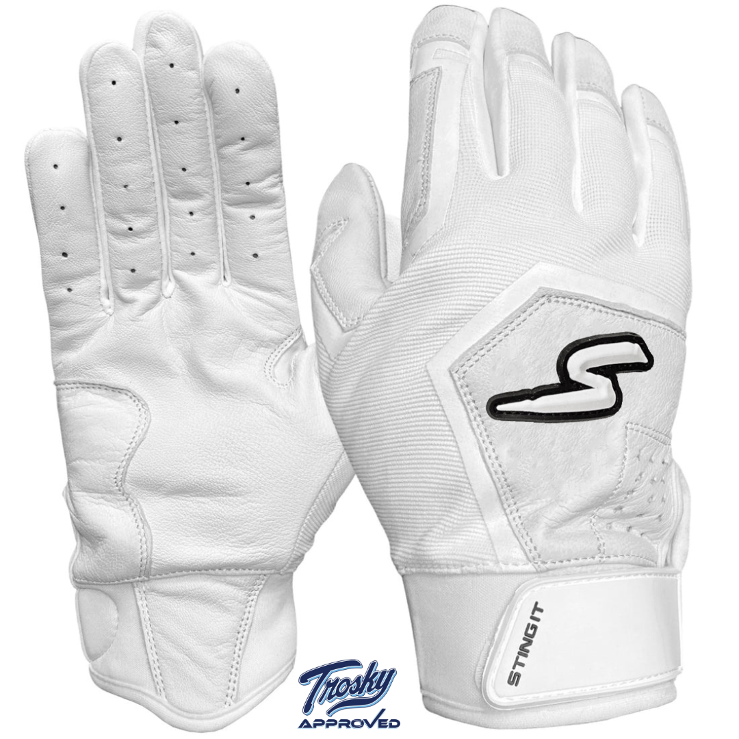 Sting Squad Baseball Batting Gloves - White | Breathable & Grip-Enhanced for Baseball, Softball & Training | Perfect for Hitting, Fielding & Practice Sessions