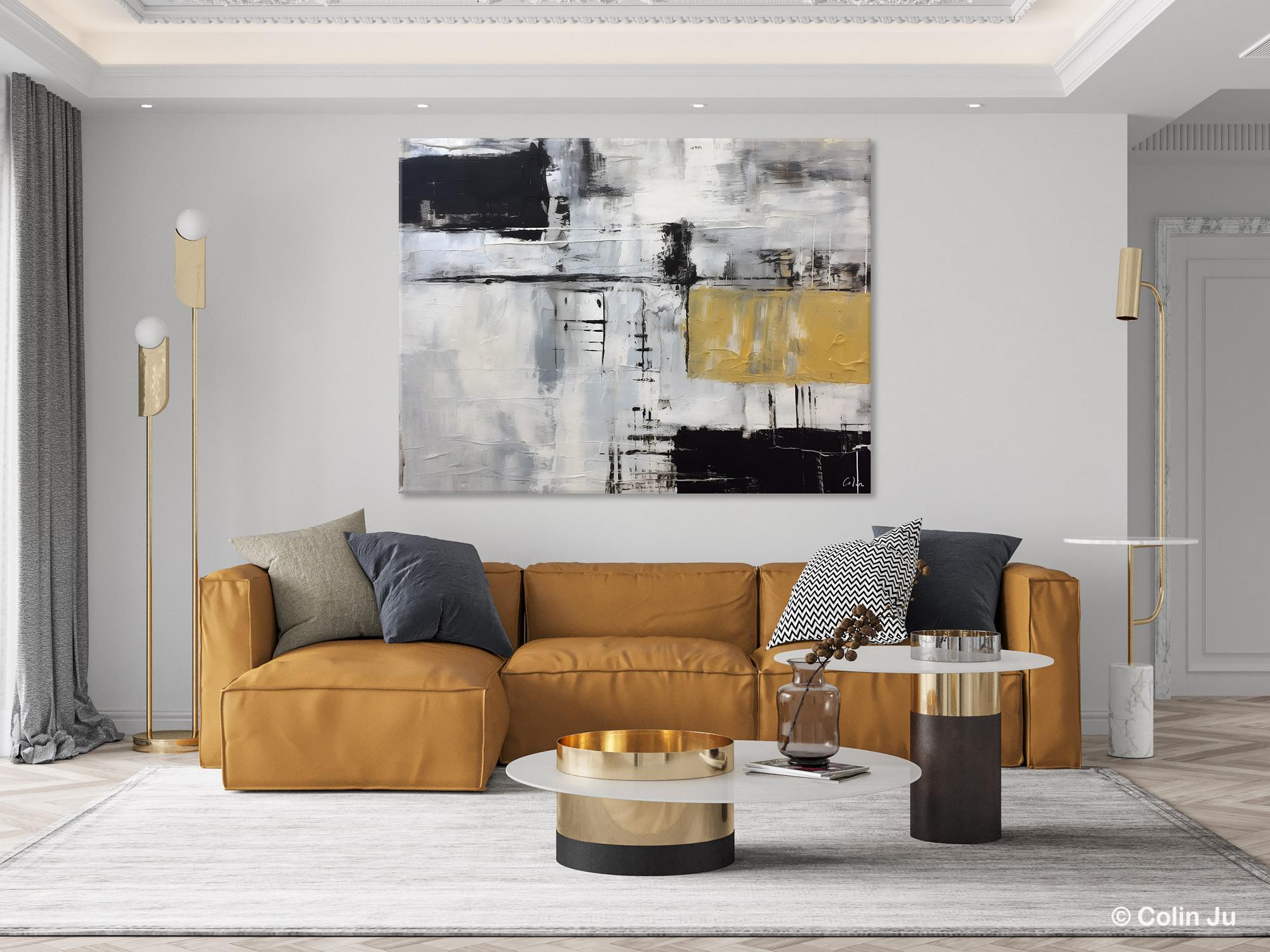 Black Abstract Acrylic Paintings - Large Modern Canvas Art for Bedroom Decor | Original Contemporary Wall Art | Perfect for Living Room, Office & Home Interior Design