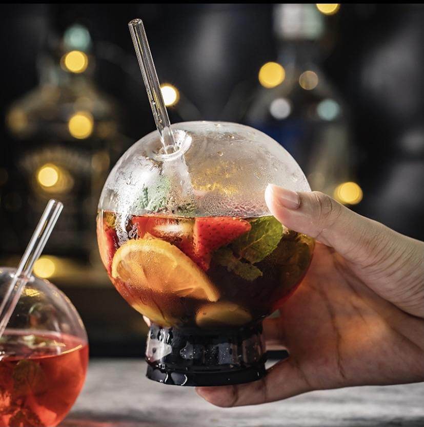 Premium Spherical Cocktail Glasses Set of 4 - Elegant Crystal Clear Martini Glasses for Whiskey, Margarita, Cosmopolitan - Perfect for Home Bar, Parties & Romantic Dinners