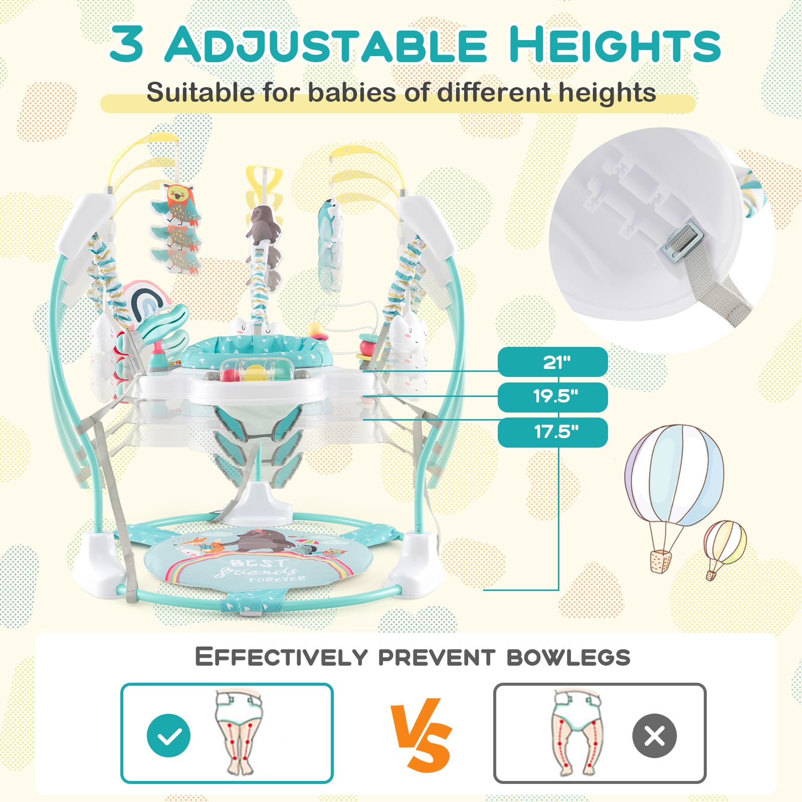 BABY JOY Baby Jumpers & Bouncers - 360° Rotating Activity Center with Music, Lights & Sounds - 3 Adjustable Heights for Infants 6-12 Months - Perfect for Playtime, Learning & Development at Home or Daycare