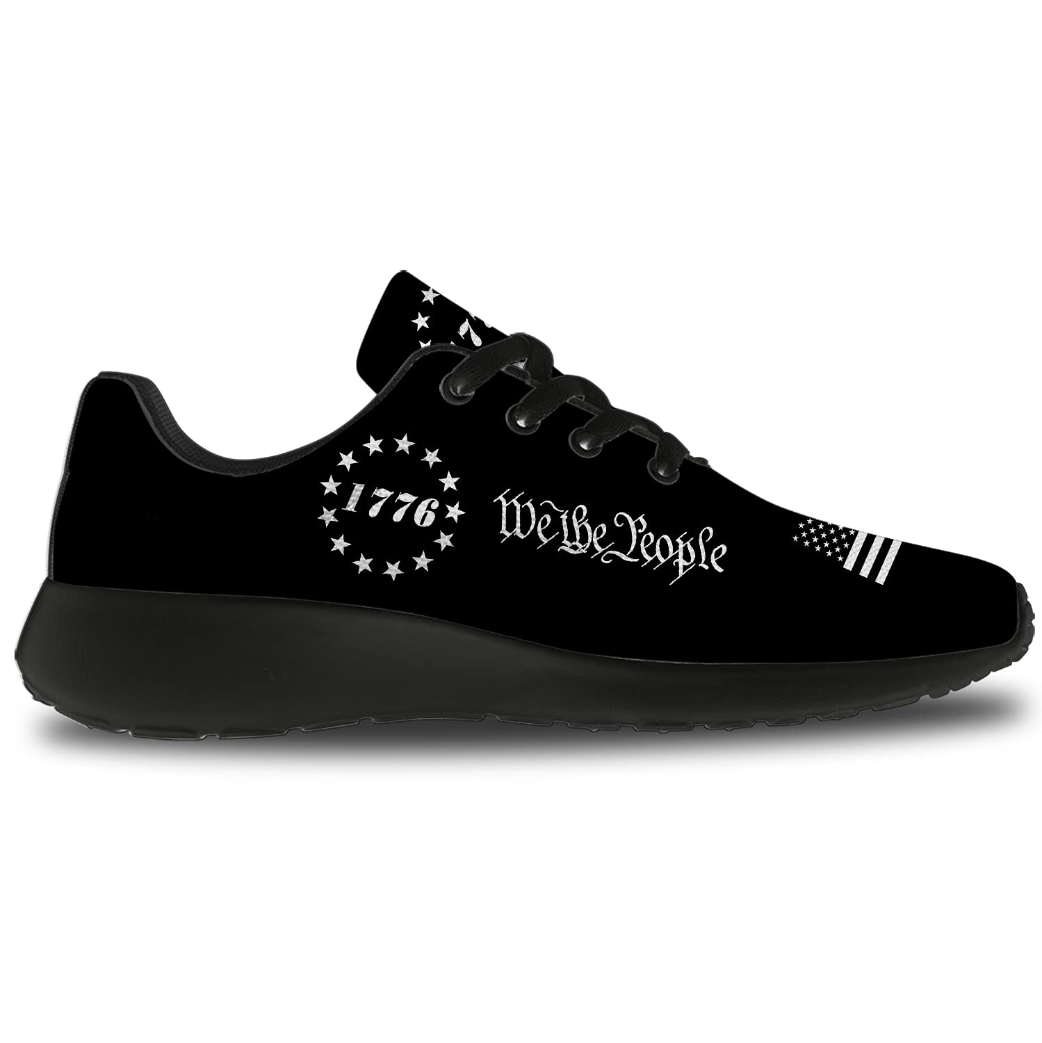 1776 Flag USA Patriotic Running Shoes for Men & Women - Betsy Ross Flag Sneakers for Walking, Tennis & Casual Wear - Size 13 Men/15.5 Women Black - Perfect Independence Day Gifts for Him & Her