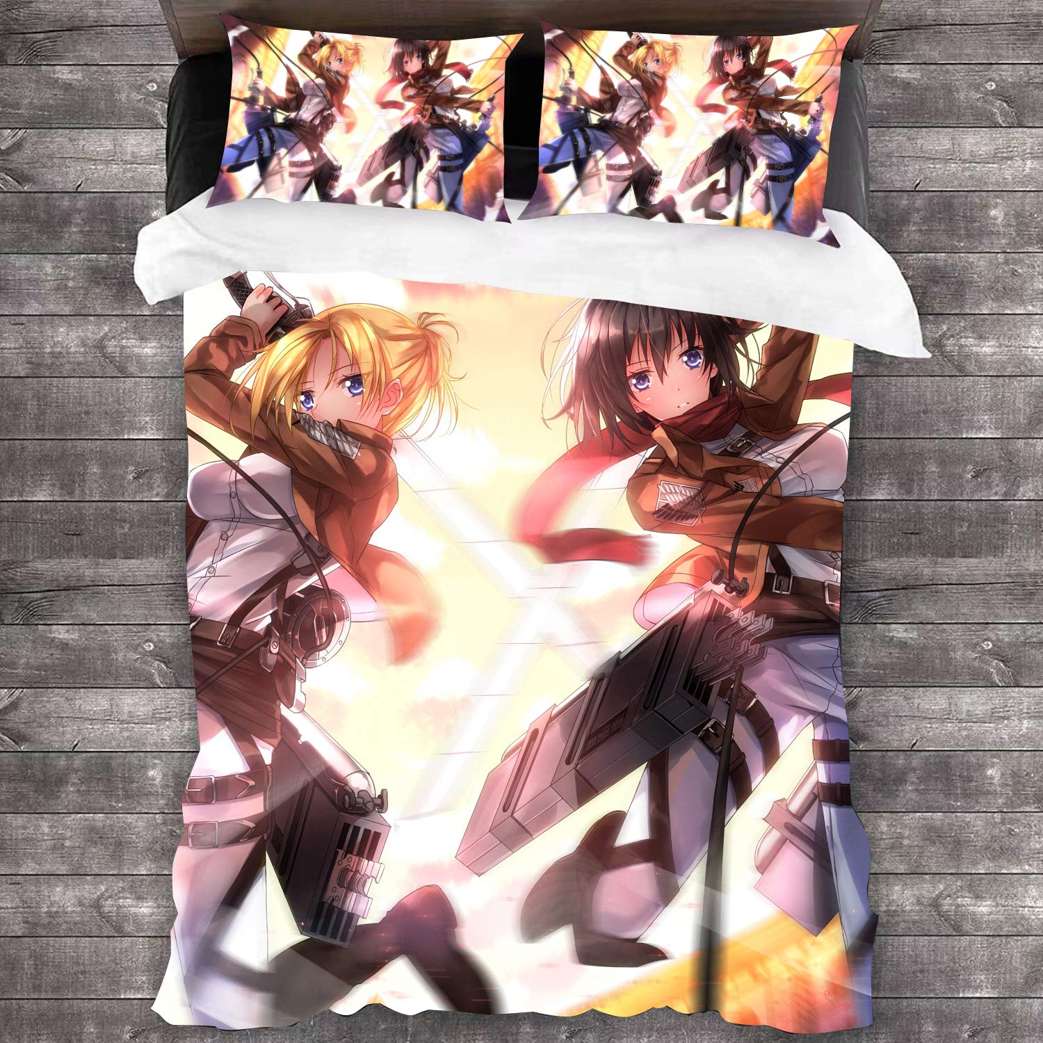 ANBP 3-Piece Attack on Titan Anime Duvet Cover Set - Lightweight Breathable Twin Bedding for Kids & Boys - Perfect for Anime Fans' Bedroom Decor