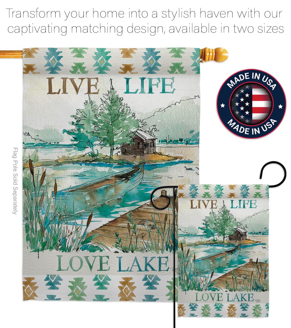 Breeze Decor Lake Nature Outdoor Flag Set w/Flagpole - Perfect for Garden & Home Decor