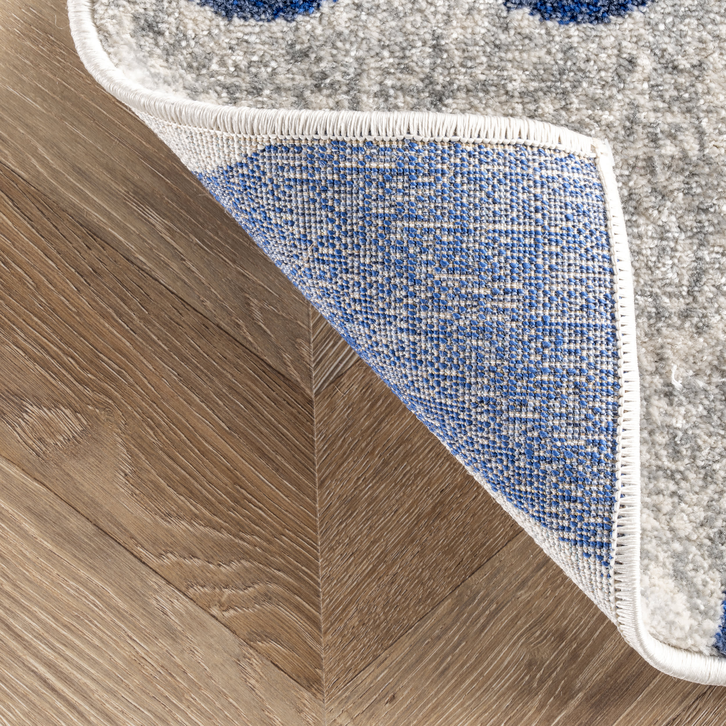 Modern Geometric Banded Area Rug - Blue & White Striped Non-Slip Living Room Rug - Perfect for Bedroom, Nursery, or Office Decor