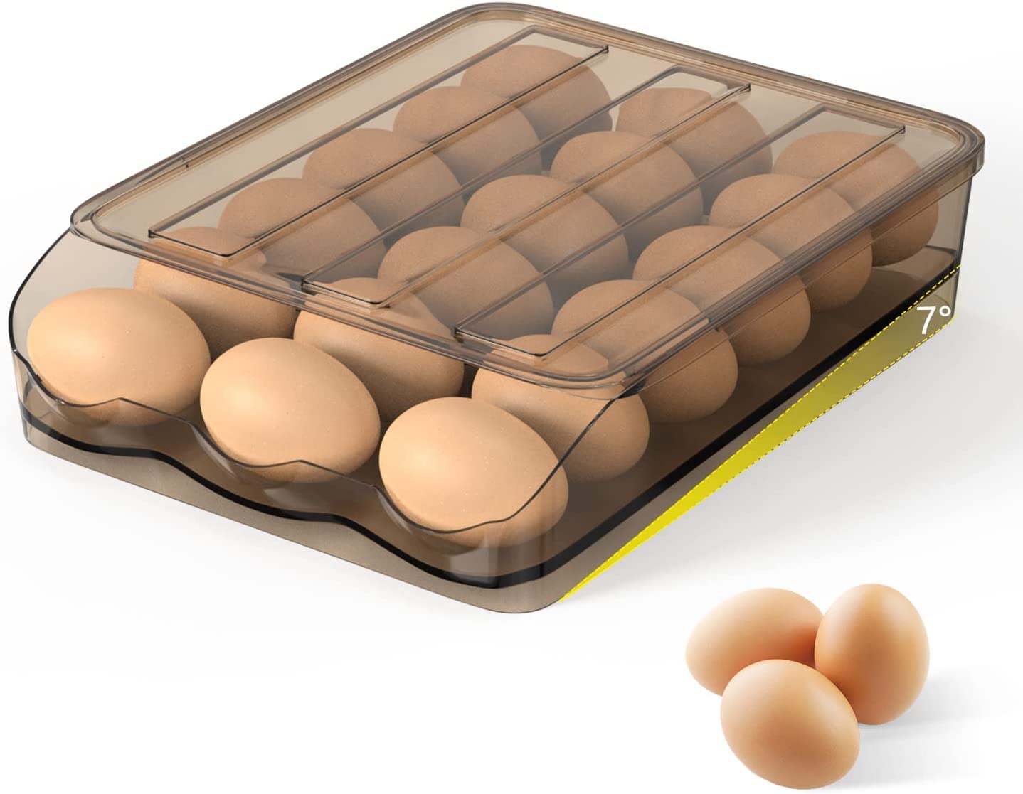 Styxon 18-Count Automatic Rolling Egg Holder for Refrigerator - Fresh Egg Storage Container with Lid, Kitchen Organizer for Eggs (1 Layer) - Perfect for Fridge Organization & Breakfast Meal Prep