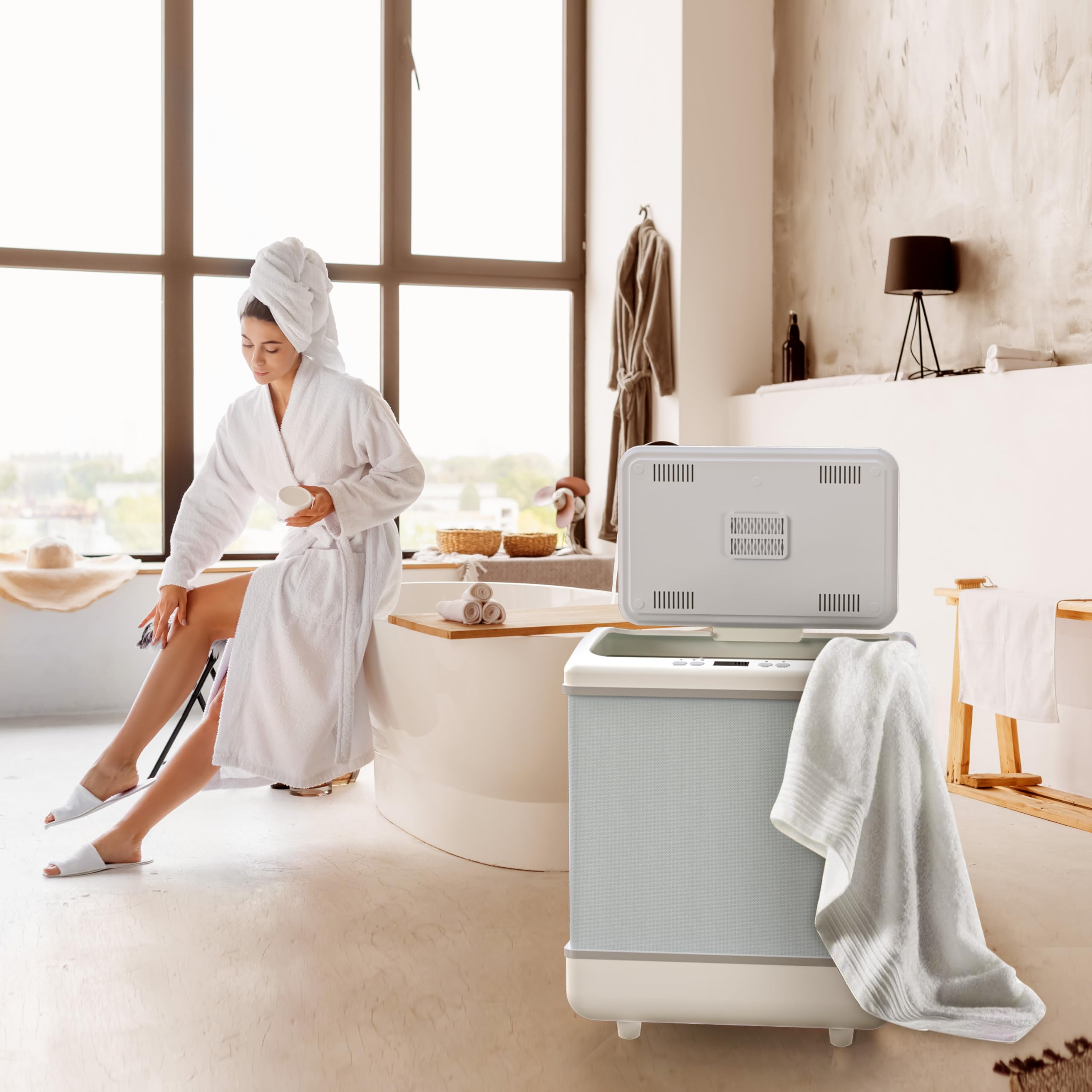 Premium 35L Electric Towel Warmer & Heated Bucket for Bathroom - Large Capacity Warmer for Towels, Blankets, Robes & Baby Clothes - Portable Home & Travel Dryer for Hotels, Spas, Gyms & Outdoor Use - Ideal for Families, Kids & Luxury Bath Experience