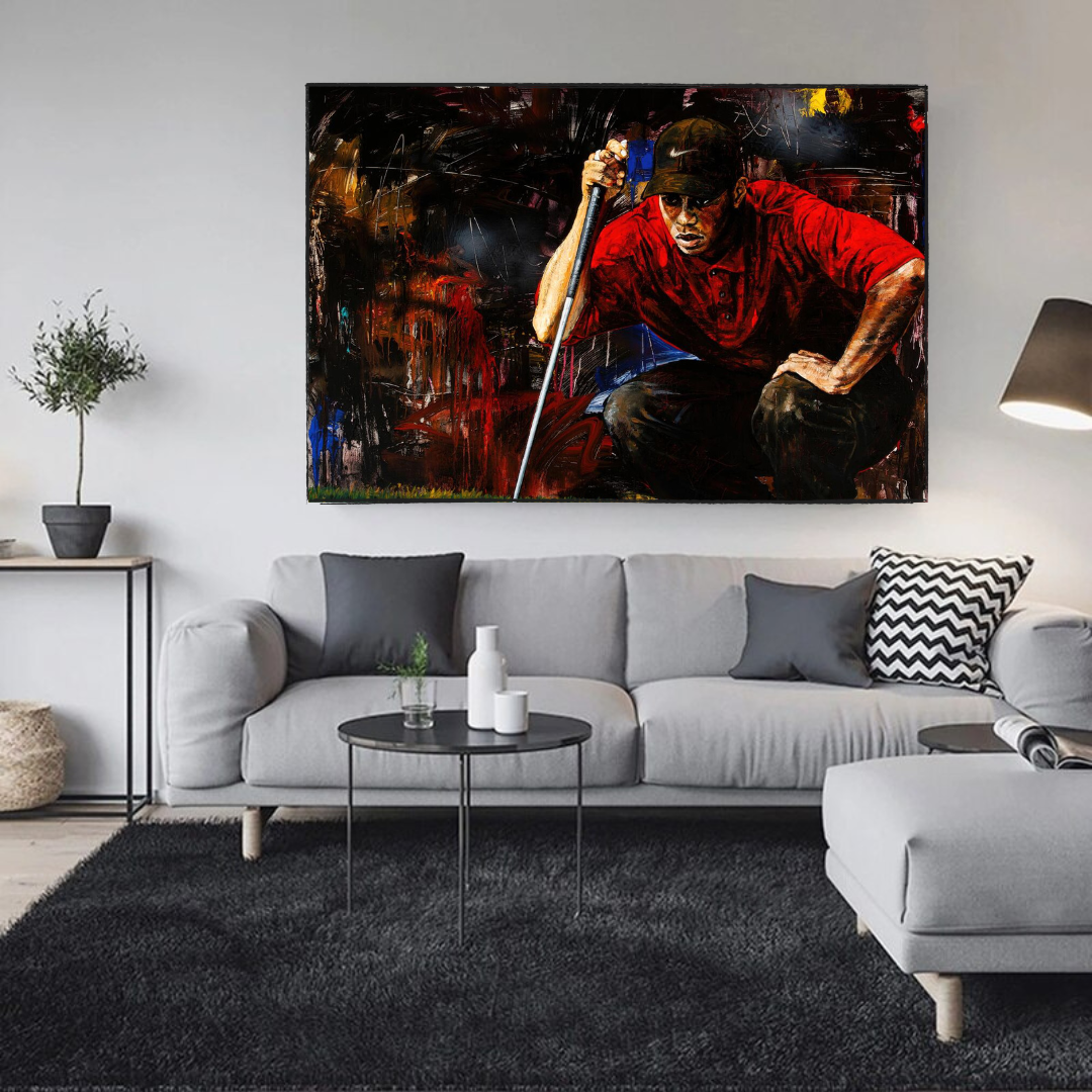 Tiger Woods Golf Canvas Wall Art - Premium Golf Decor for Home, Office & Man Cave - Perfect Gift for Golf Lovers & Sports Fans