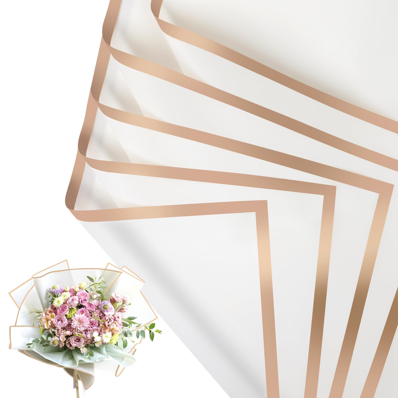 20 Sheet Waterproof Floral Wrapping Paper - Premium Bouquet Packaging for Wedding, Birthday Gifts & DIY Crafts | Florist Supplies for Fresh Flowers, Gift Presentation & Party Decorations (White)