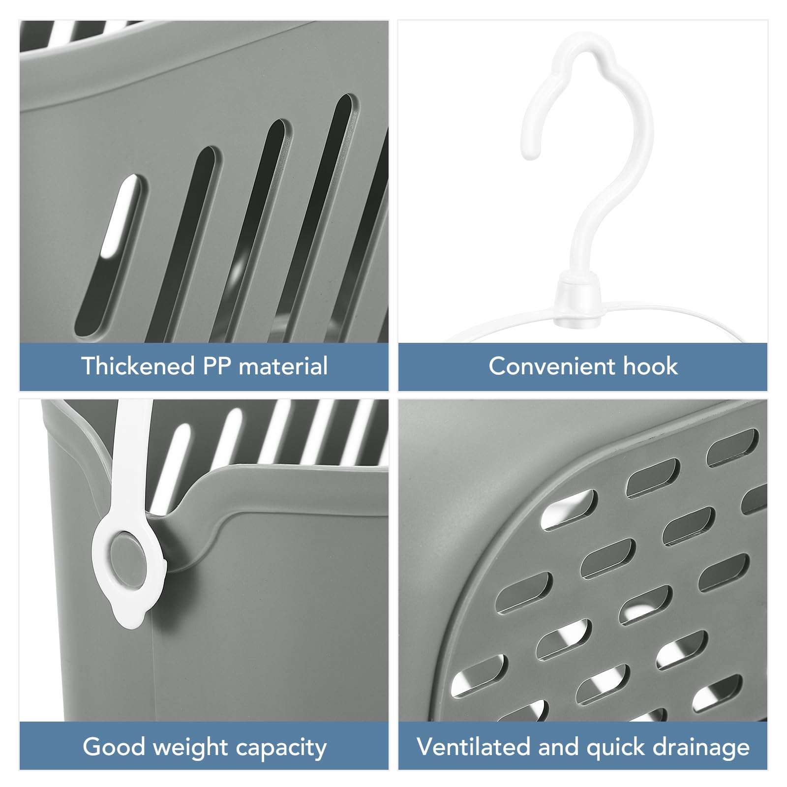 DOITOOL Rotatable Hook Shower Basket - Plastic Hanging Storage Organizer for Bathroom, Kitchen, College Dorm - Perfect for Garlic, Vegetable Storage & Portable Shower Tote (Ideal for Small Spaces & Organization)