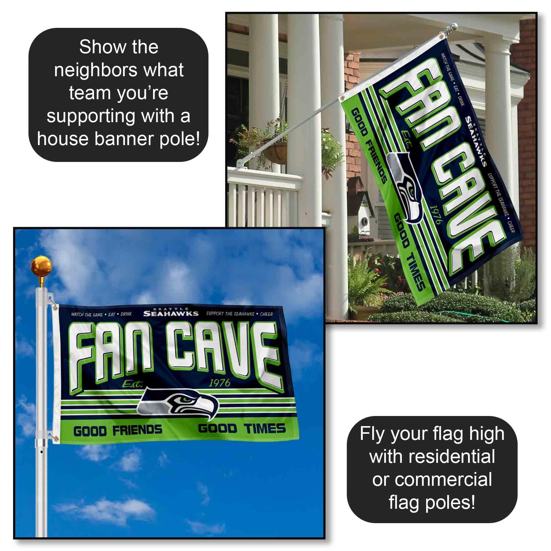 WinCraft Seattle Seahawks Fan Man Cave Banner Flag - Premium NFL Team Decor for Game Day, Sports Room & Tailgating Parties