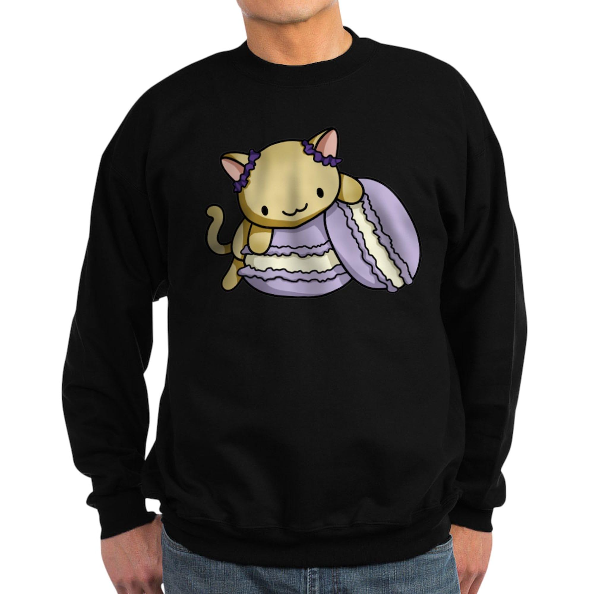 Macaron Kitty Sweatshirt - Cute Cat Print Classic Crewneck Pullover for Women | Cozy Casual Wear for Cat Lovers, Perfect for Lounging, Outings & Gifts