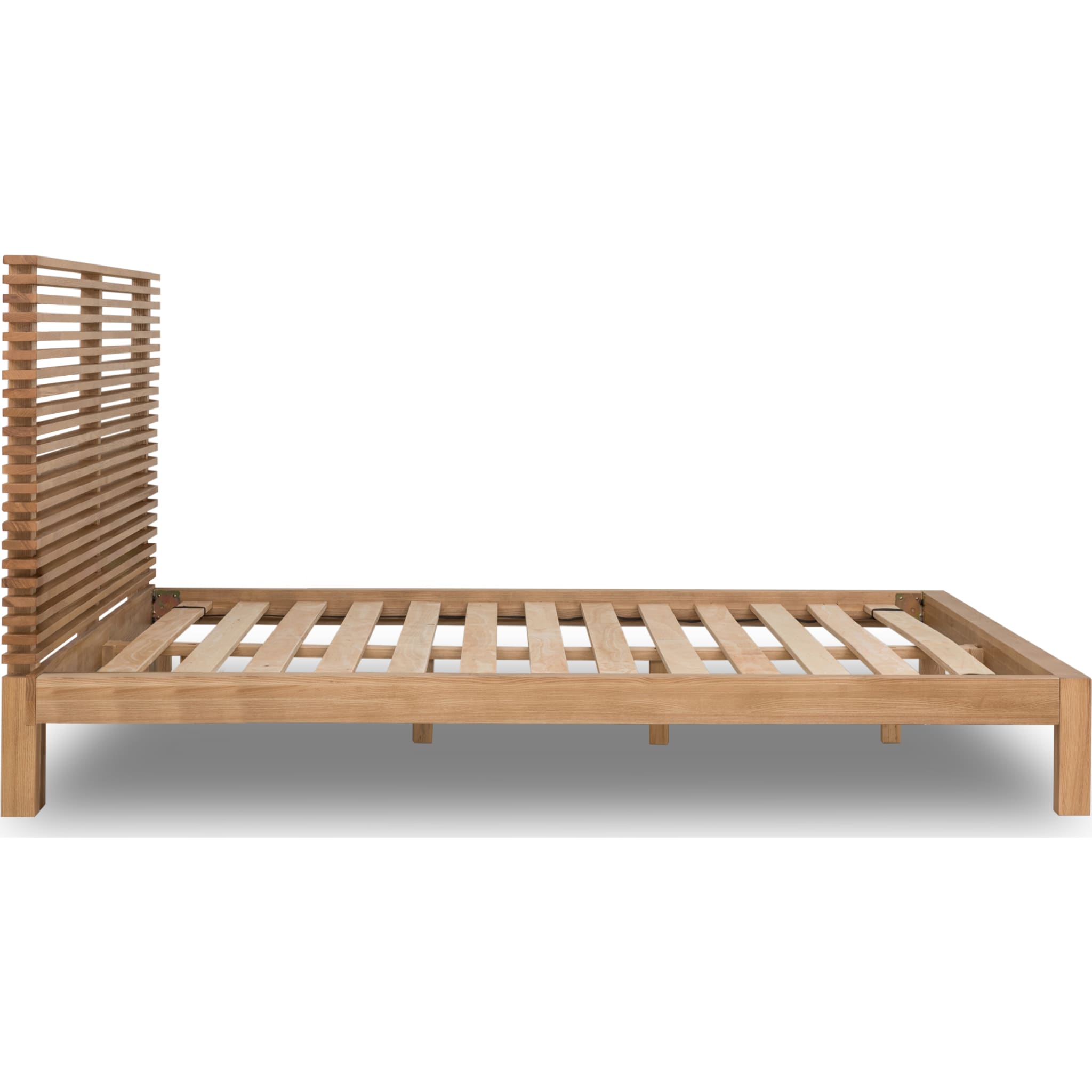 Solid Ash Wood Platform Bed Frame in Flaxen Finish - Modern Minimalist Bedroom Furniture for Master Bedroom or Guest Room