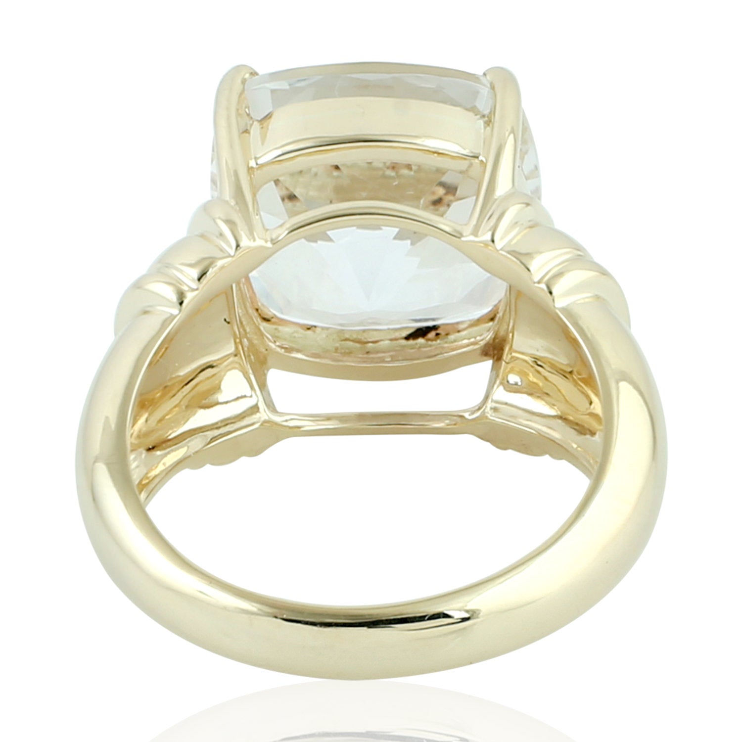 14K Yellow Gold Cushion Cut White Topaz Men's Ring - Elegant Wedding Band & Anniversary Gift for Him
