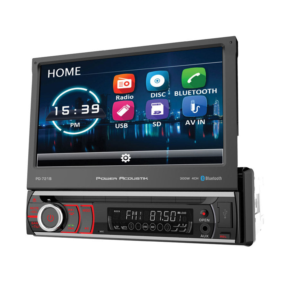 Power Acoustik PD721B Single DIN Bluetooth Car Stereo Receiver with Hands-Free Calling, MP3 Playback & USB Port - Perfect for Road Trips & Daily Commutes