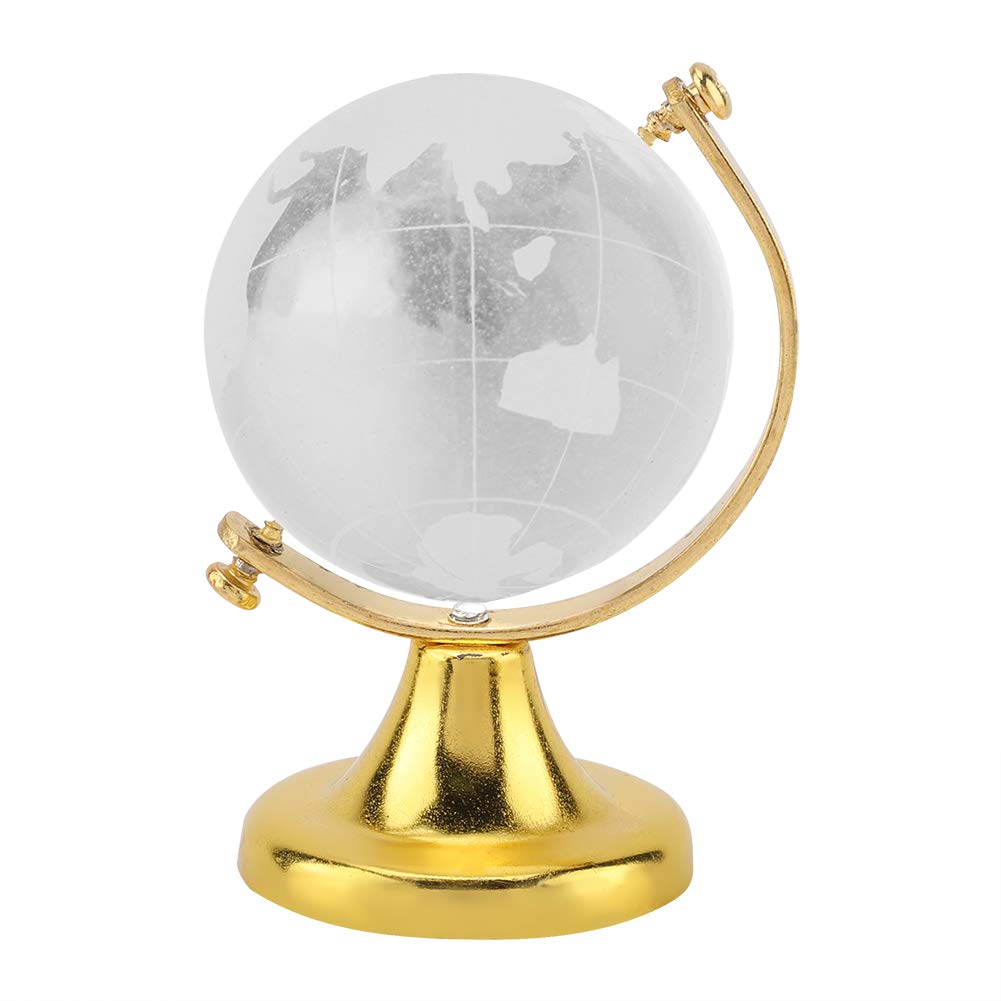 3D Crystal World Globe Ball - Mini Glass Desk Sphere with Clear World Map, Home & Office Decoration, Creative Birthday/Wedding/Memorial Gift, Gold Desktop Ornament - Perfect for Gifting, Travel Enthusiasts & Geography Lovers