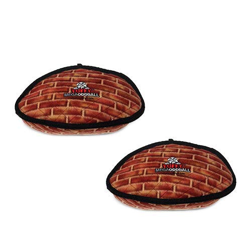 TUFFY - World's Toughest Soft Dog Toy - MEGA Odd Ball - No Squeakers - Multi-Layer Durable Design for Aggressive Chewers - Interactive Play (Tug, Toss & Fetch) - Machine Washable & Floats - Brick 2 Pack - Perfect for Outdoor Play, Beach Trips & Water Fetch Games