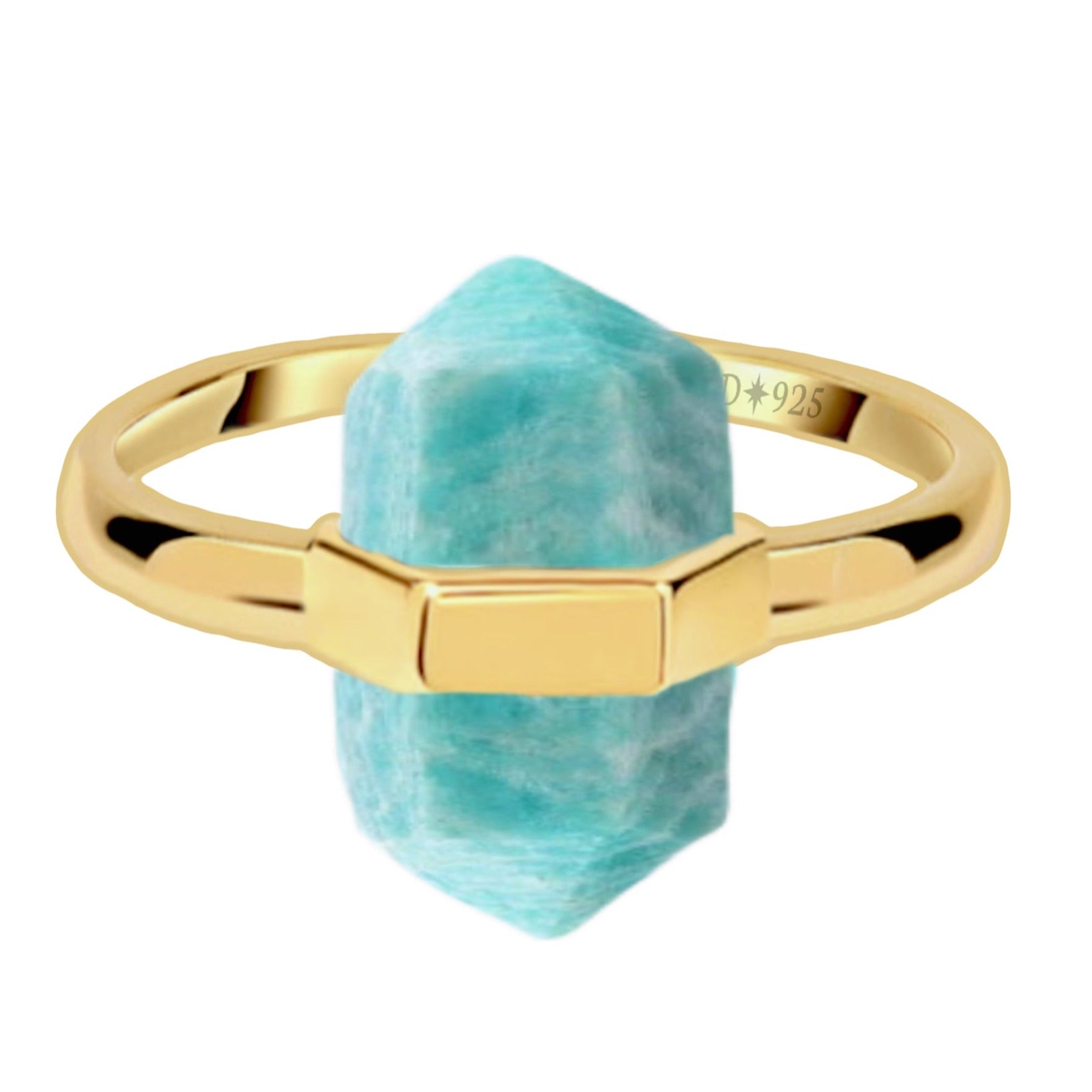 Amazonite Ring for Women - Genuine Gold Crystal Healing Stone Jewelry - Perfect for Meditation, Yoga & Spiritual Gifts