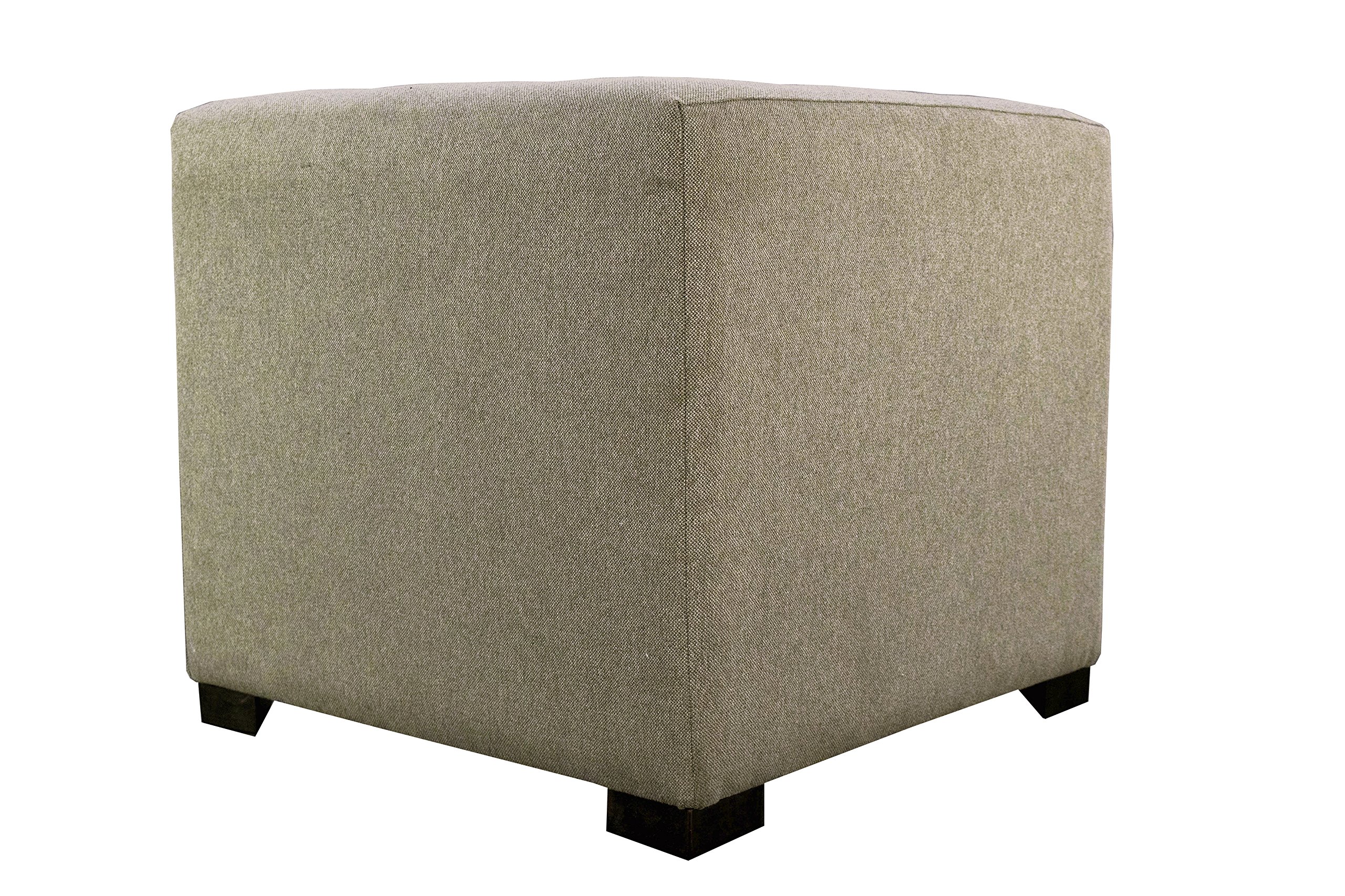 MJL Furniture Designs Merton Collection - Modern Fabric Cube Ottoman Footrest with 4-Button Tufting, Dawson Series in Brindle - Perfect for Living Room, Bedroom or Office Comfort