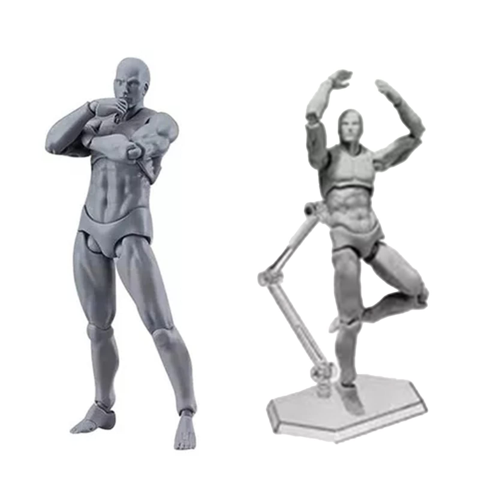 Customizable PVC Action Figure Body with Holder - Movable Drawing Mannequin for Artists, Home & Office Desk Decoration | Perfect for Sketching, Design Work, and Creative Display (Male Figure)