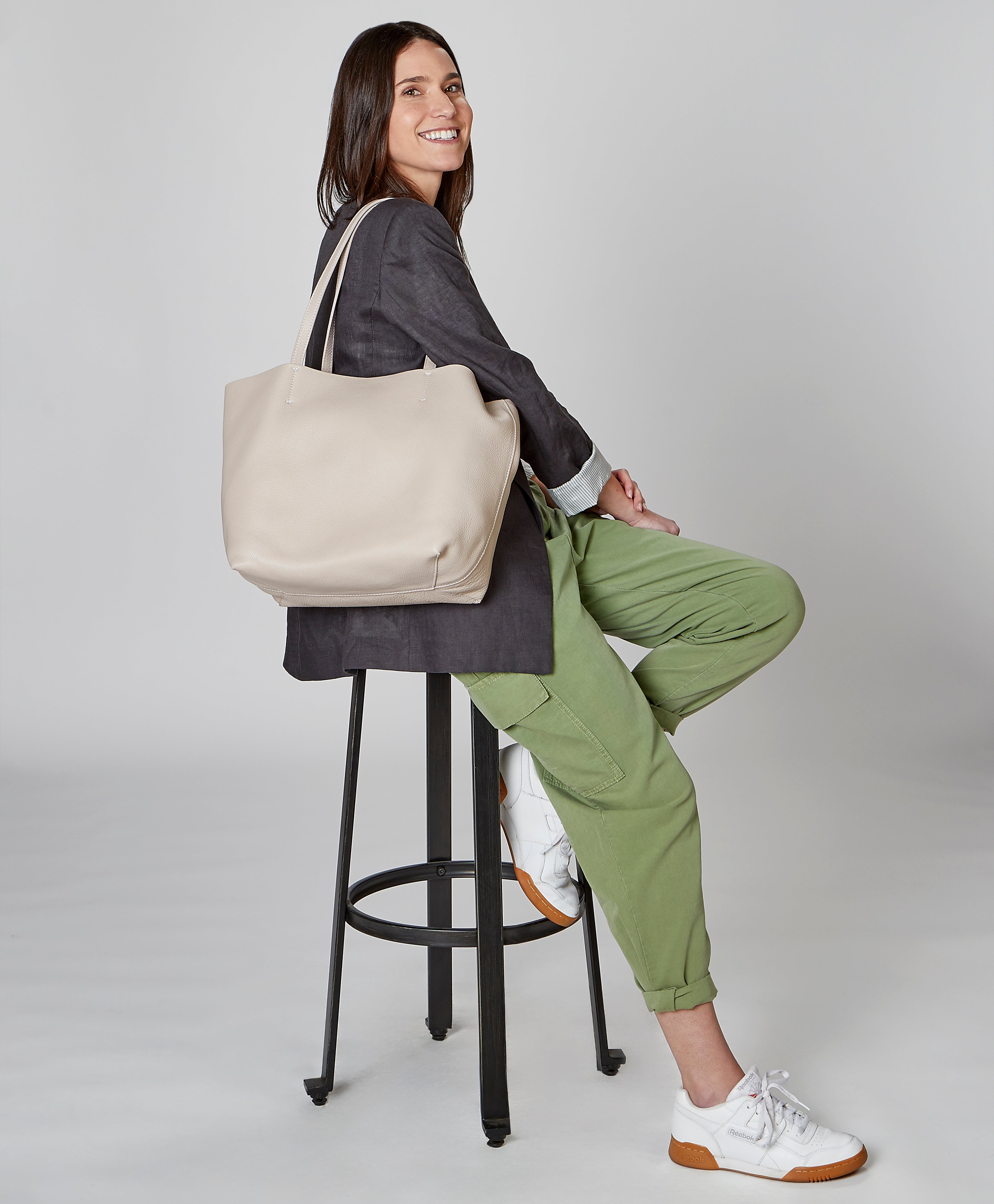Hunter Tote Bag - Premium Pebble Grain Leather in Beechwood Brown - Stylish Women's Handbag for Work, Travel & Everyday Use