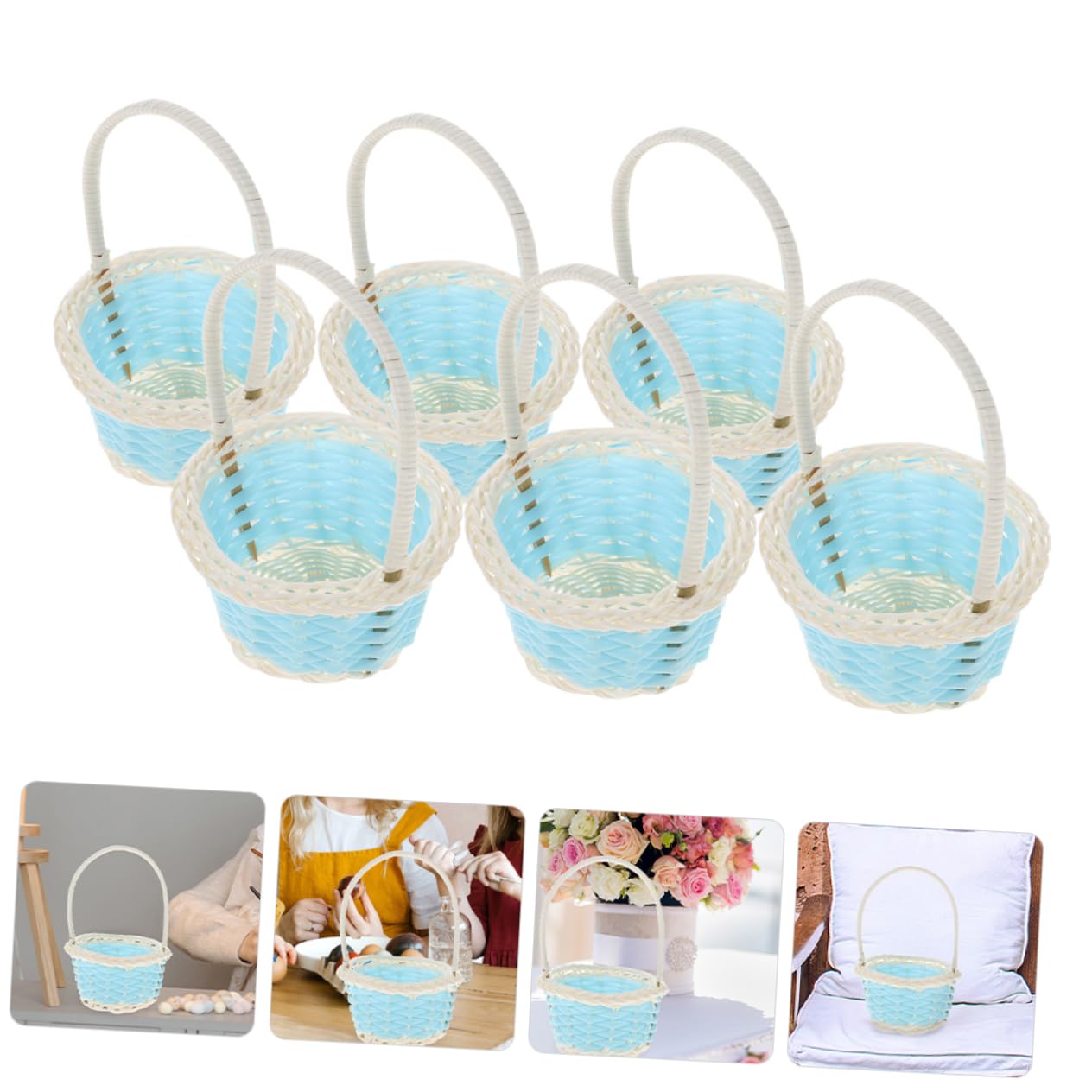 CATIEBYE 6-Piece Small Plastic PP Shopping Baskets - Mini Storage Baskets for Wedding Decor, Home Organization & Gift Packaging