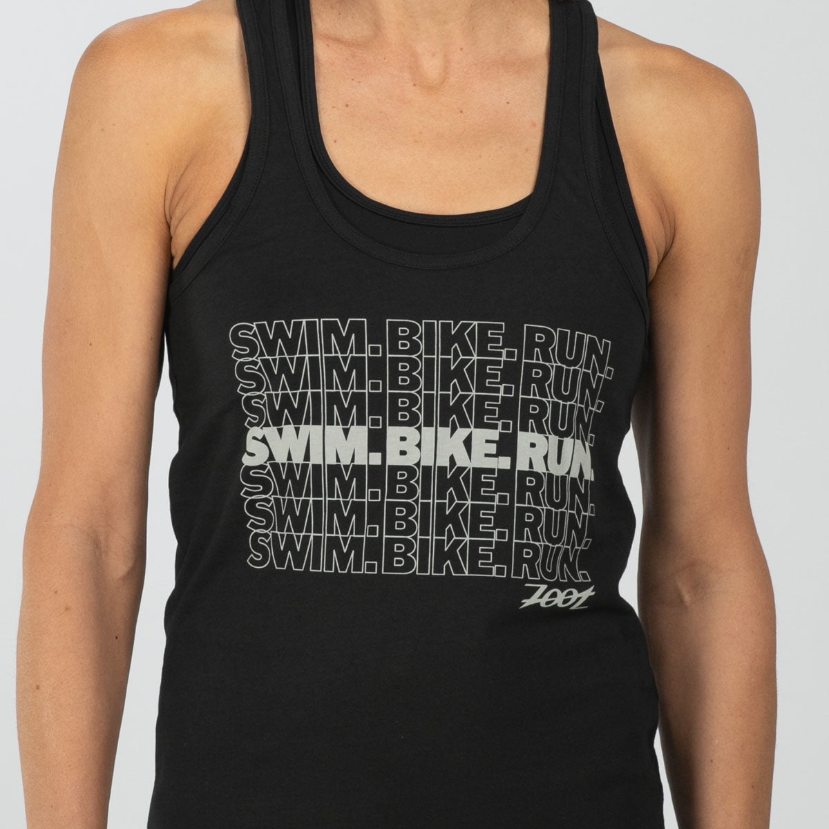 Women's Swim Bike Run Racerback Tank Top - Black - Athletic Workout & Triathlon Training Top for Women