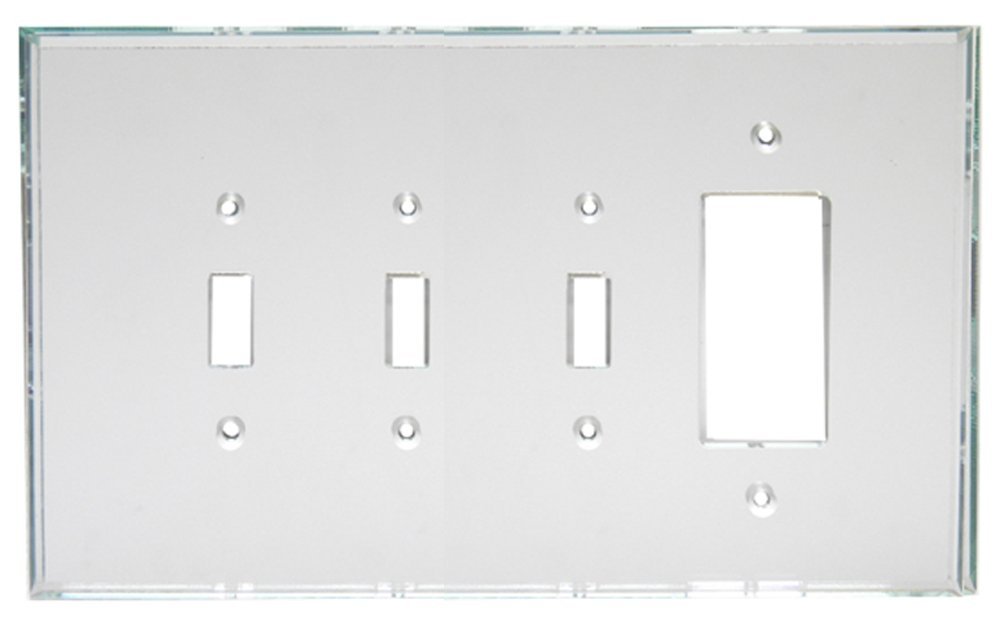 GlassAlike™ Quad Switch Plate Cover - Acrylic Mirror Finish for Light Switches (3 Toggle + 1 Decora) - Perfect for Living Rooms, Bedrooms & Home Decor