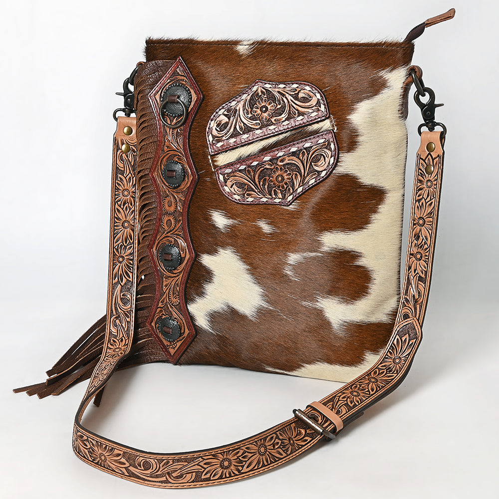 American Darling Hand-Tooled Hair-On Genuine Leather Women's Western Handbag Purse - Stylish Cowgirl Bag for Rodeo, Country Music Festivals & Everyday Use