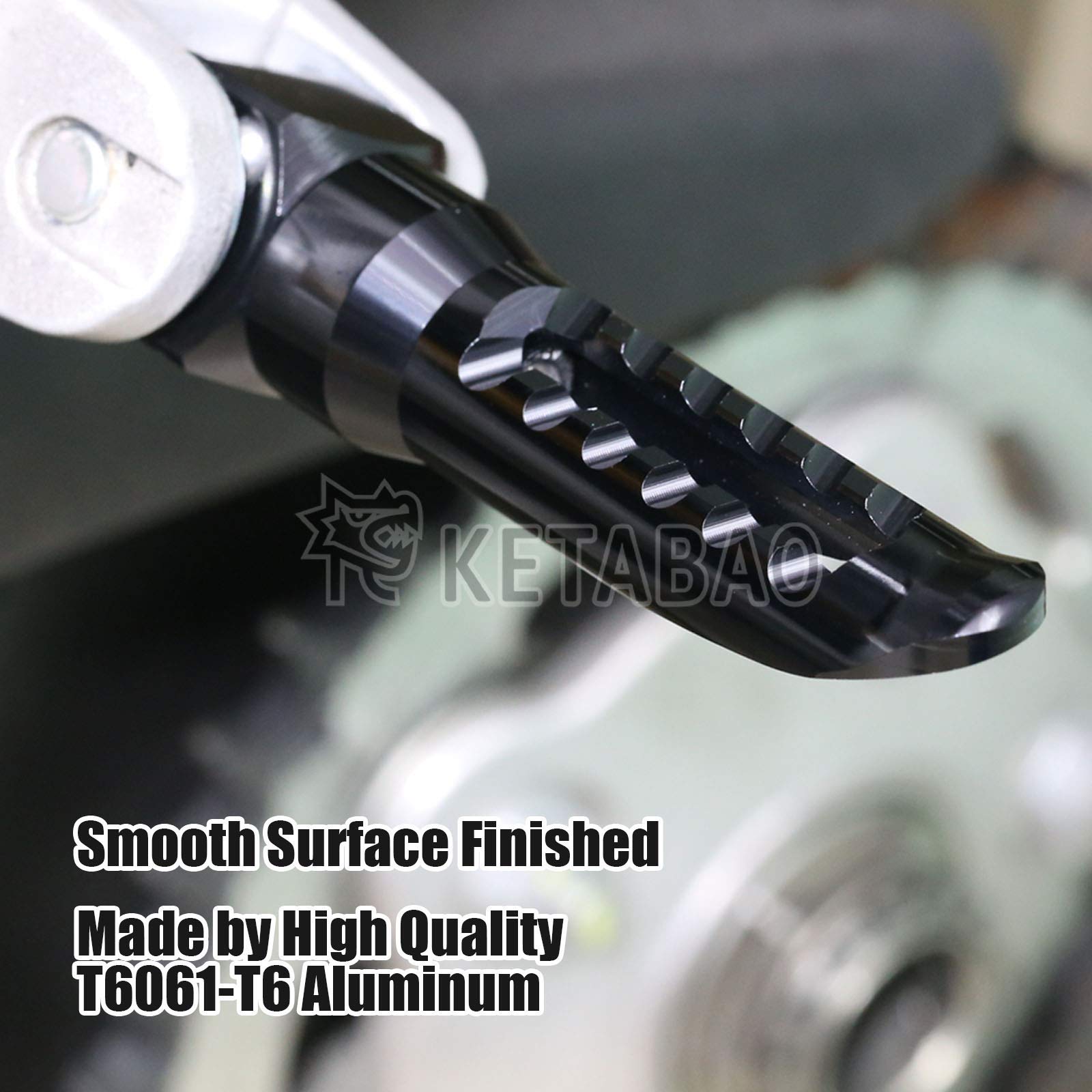 KETABAO Black CNC RANGER Front Foot Pegs Footrests for Ducati Monster 695 696 796 (2008-2017) - Motorcycle Accessories for Enhanced Riding Comfort & Control