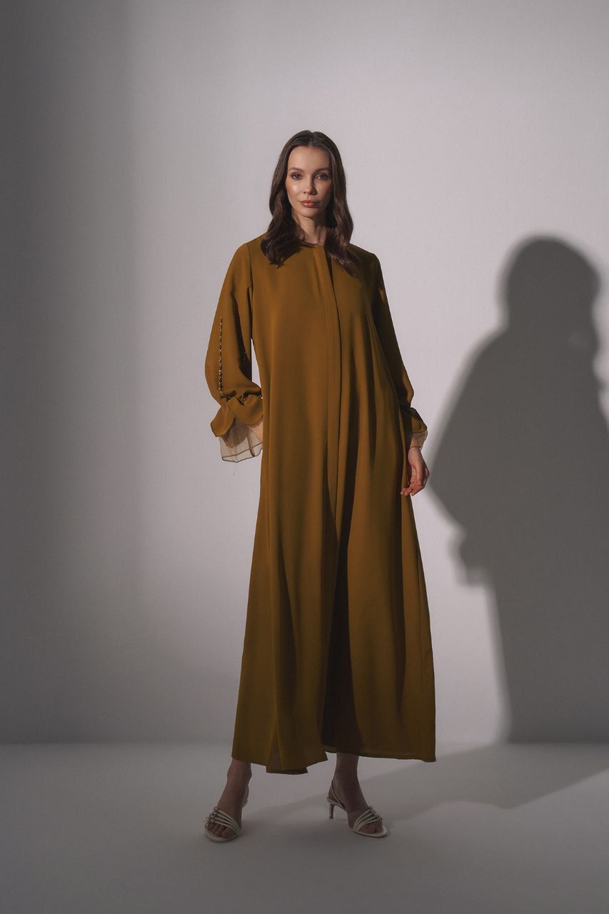 Elegant Marah Zip Front Abaya with Embroidered Cuffs - Modest Islamic Dress for Women, Perfect for Prayer, Eid Celebrations & Special Occasions
