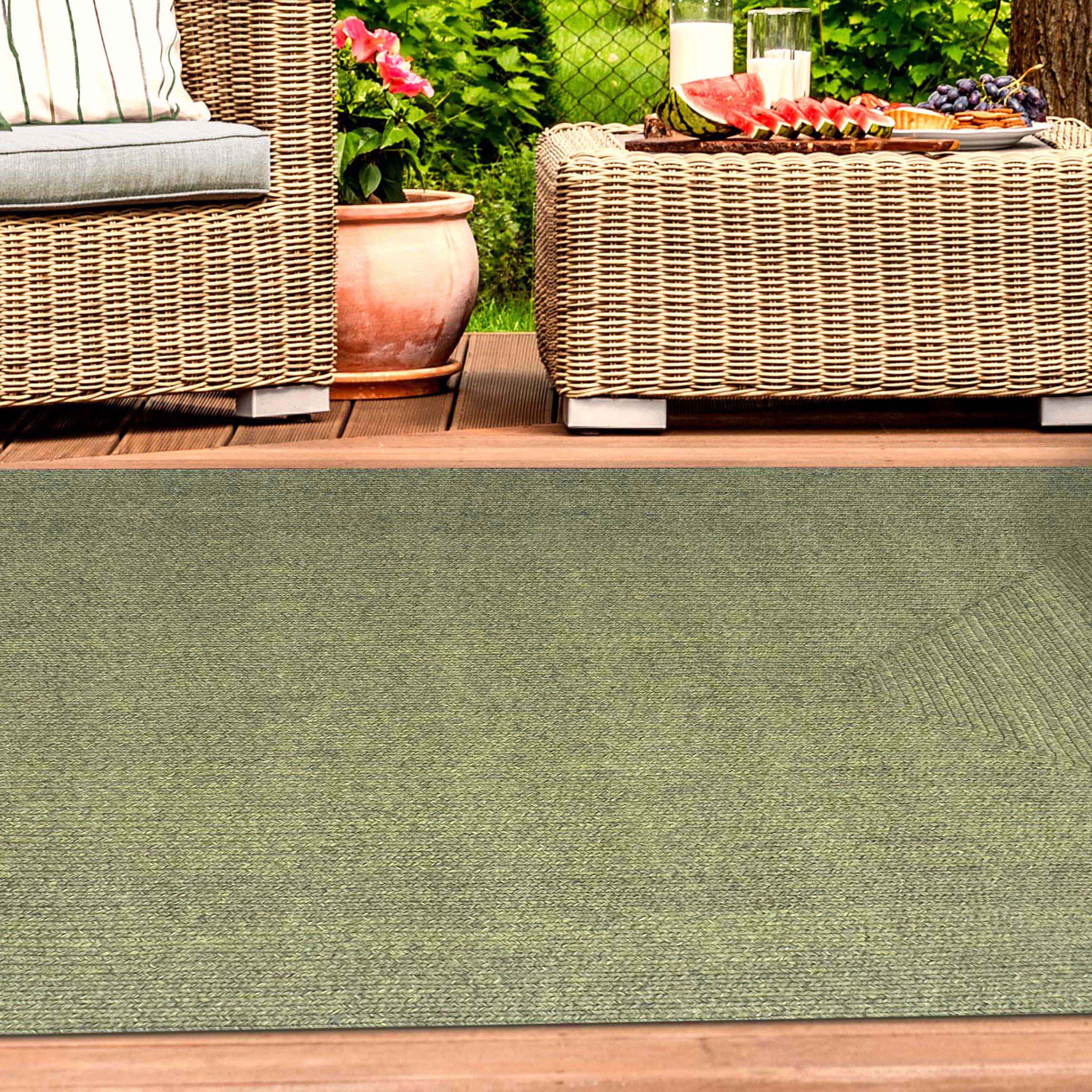 Bohemian Rectangle Indoor Outdoor Rugs - Solid Braided Jute Area Rug for Living Room, Bedroom, Patio & Deck - Non-Slip Eco-Friendly Home Decor