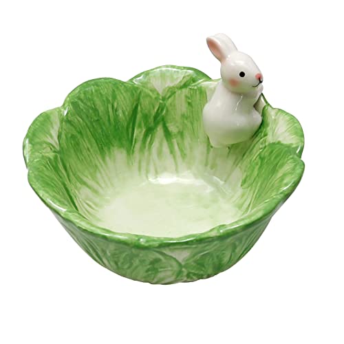 VIKKSAER Cute Bunny Ramen Bowl - Ceramic Salad Bowl for Kitchen & Easter Gifts