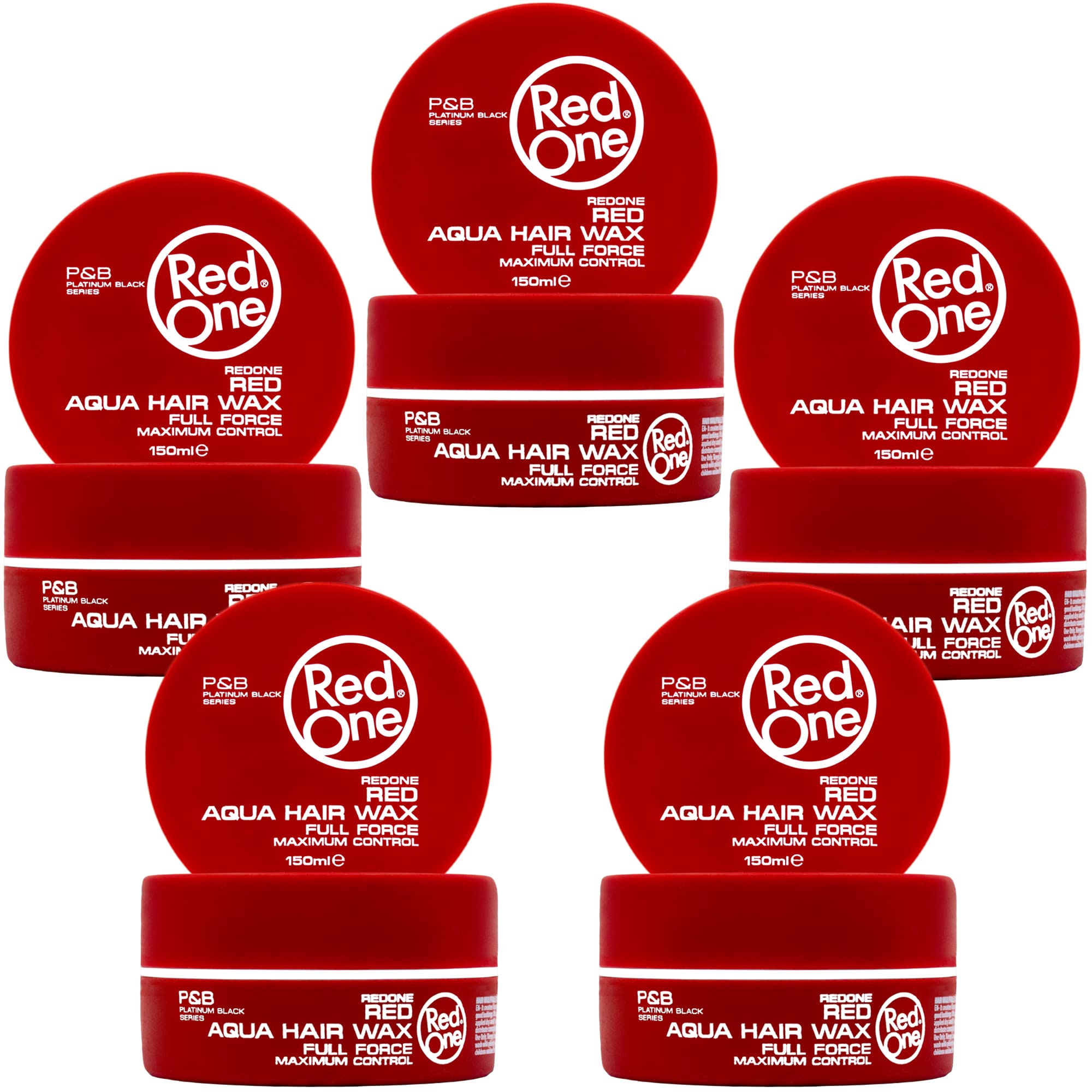 5-Pack RED ONE MAXIMUM CONTROL AQUA HAIR WAX - Strong Hold Styling Wax for Men (150ml/5oz Each) - Perfect for Spiky, Textured & Punk Hairstyles - Salon Quality Hair Styling Product for All-Day Hold