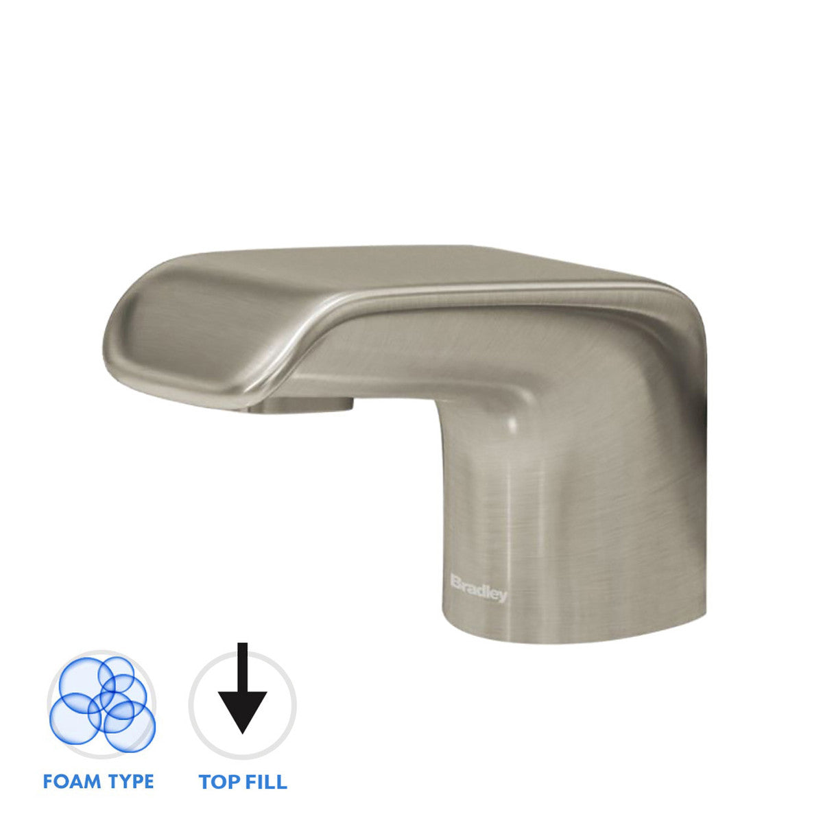 Bradley 6 3500 RFT Linea Series Top Fill Deck Mounted Foam Soap Dispenser - Premium Stainless Steel for Kitchen, Bathroom & Commercial Use