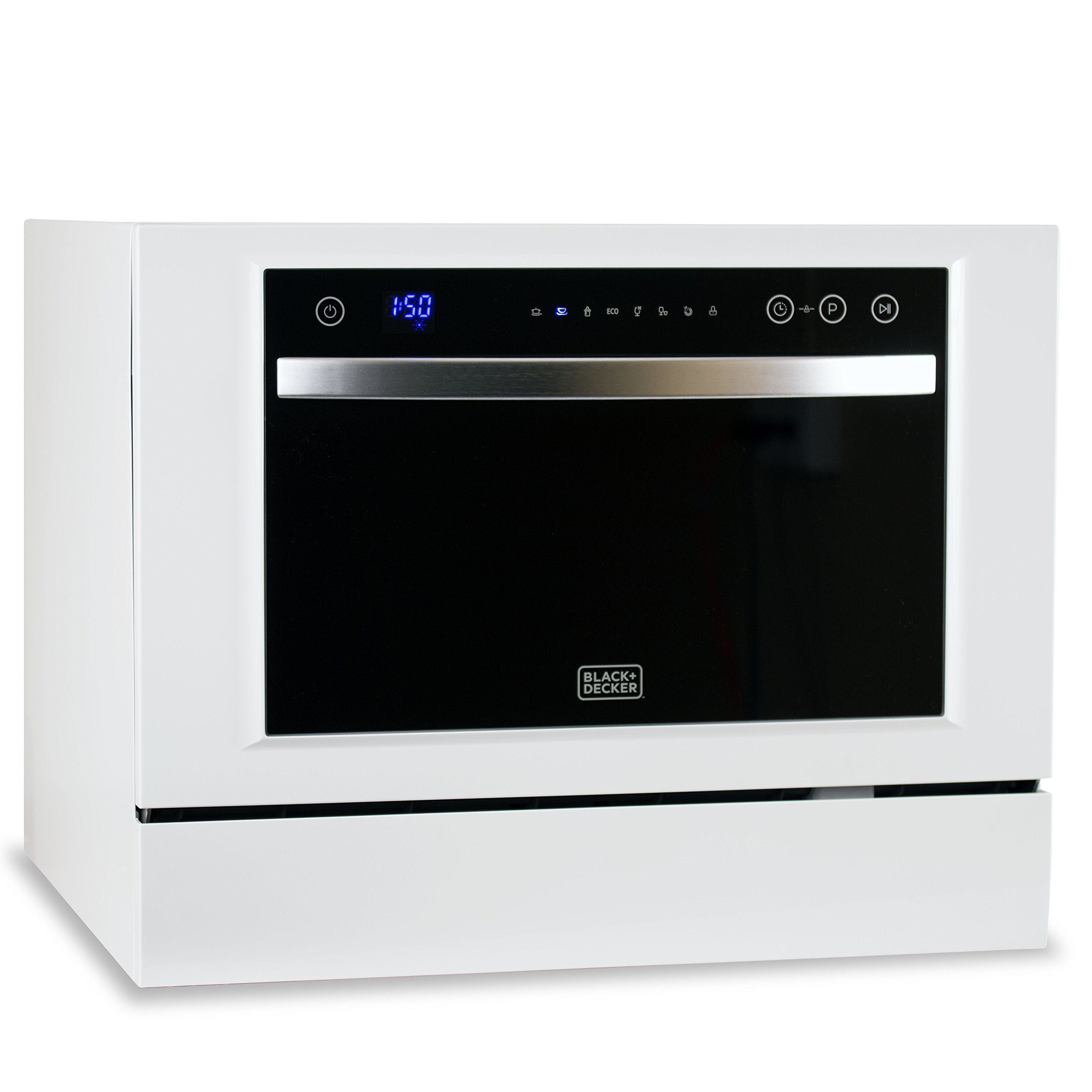 BLACK+DECKER BCD6W 6 Place Setting ENERGY STAR Certified Portable Compact Countertop Dishwasher - Perfect for Small Apartments, RVs, Dorms & Kitchenettes