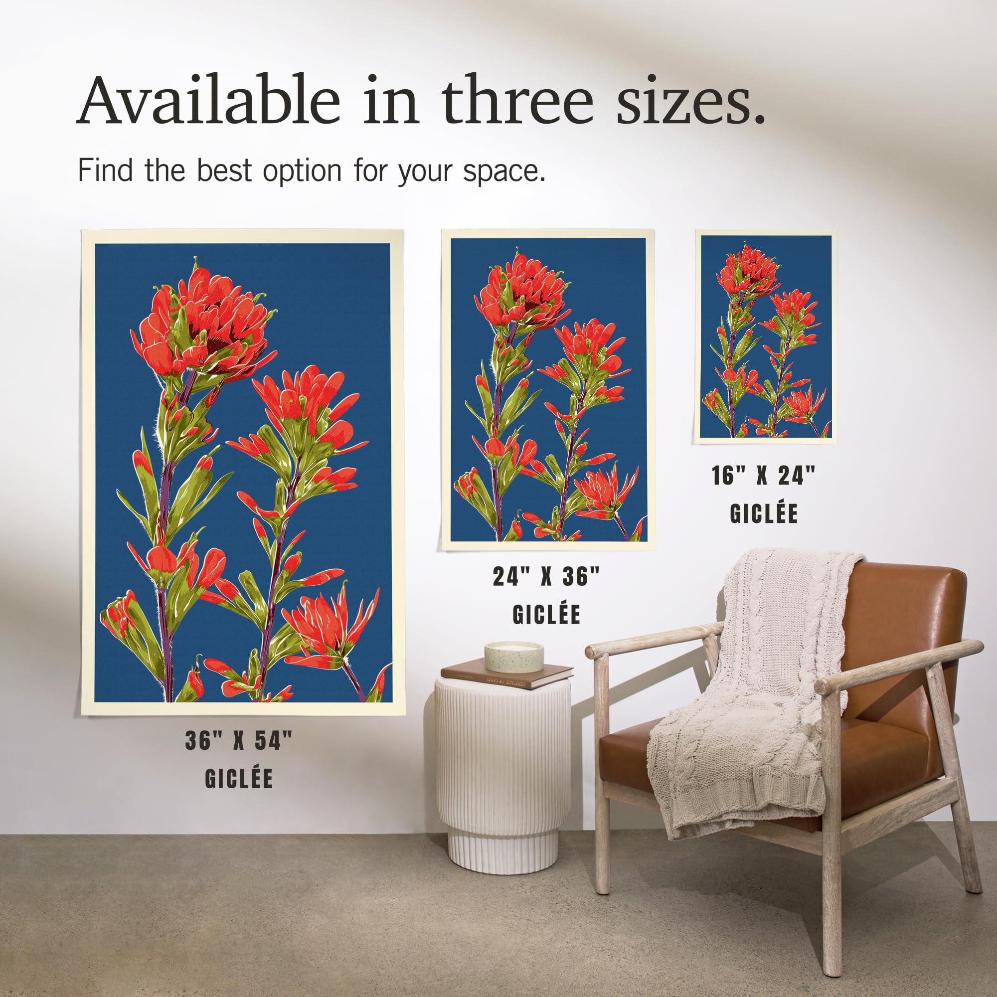 Lantern Press 16x24 Inch Giclee Art Print - Indian Paintbrush Wildflower Wall Decor | Premium Letterpress Fine Art Poster for Living Room, Bedroom & Office