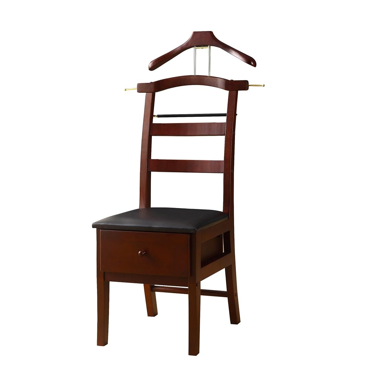 Premium Wooden Valet Stand with Drawer - Suit Valet Stand for Men & Women, Freestanding Closet Organizer with Trouser Bar & Tie Bar - Perfect for Bedroom, Closet & Dressing Room Organization