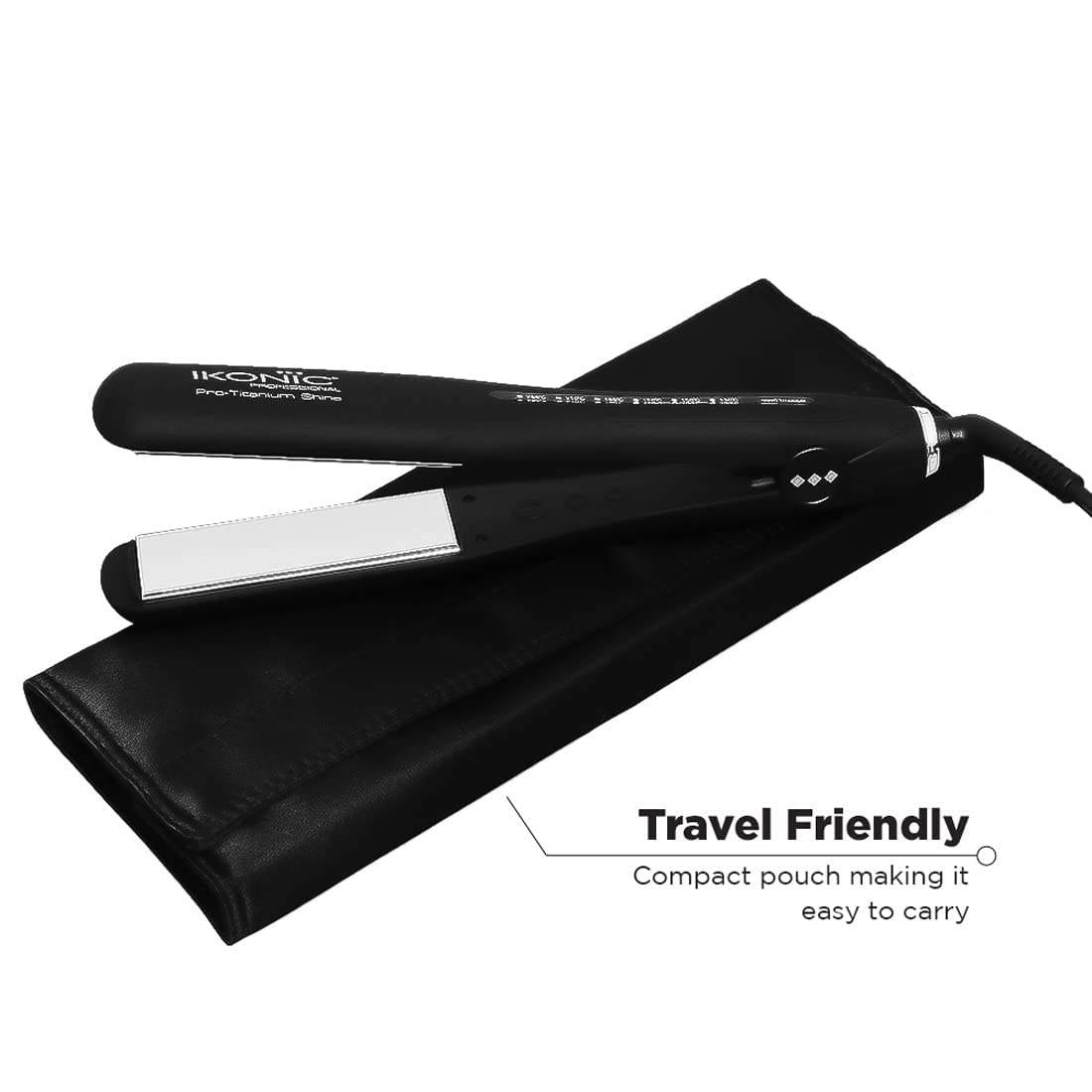IKONIC PRO Titanium Shine Black Hair Straightener - Professional Flat Iron for Smooth, Silky Hair at Home or Salon | Perfect for Styling, Straightening & Frizz Control
