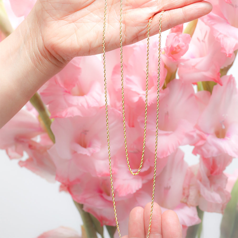 10k Yellow Gold Classic Rope Chain Necklace for Women - Elegant Layering Jewelry for Everyday Wear, Date Nights & Special Occasions