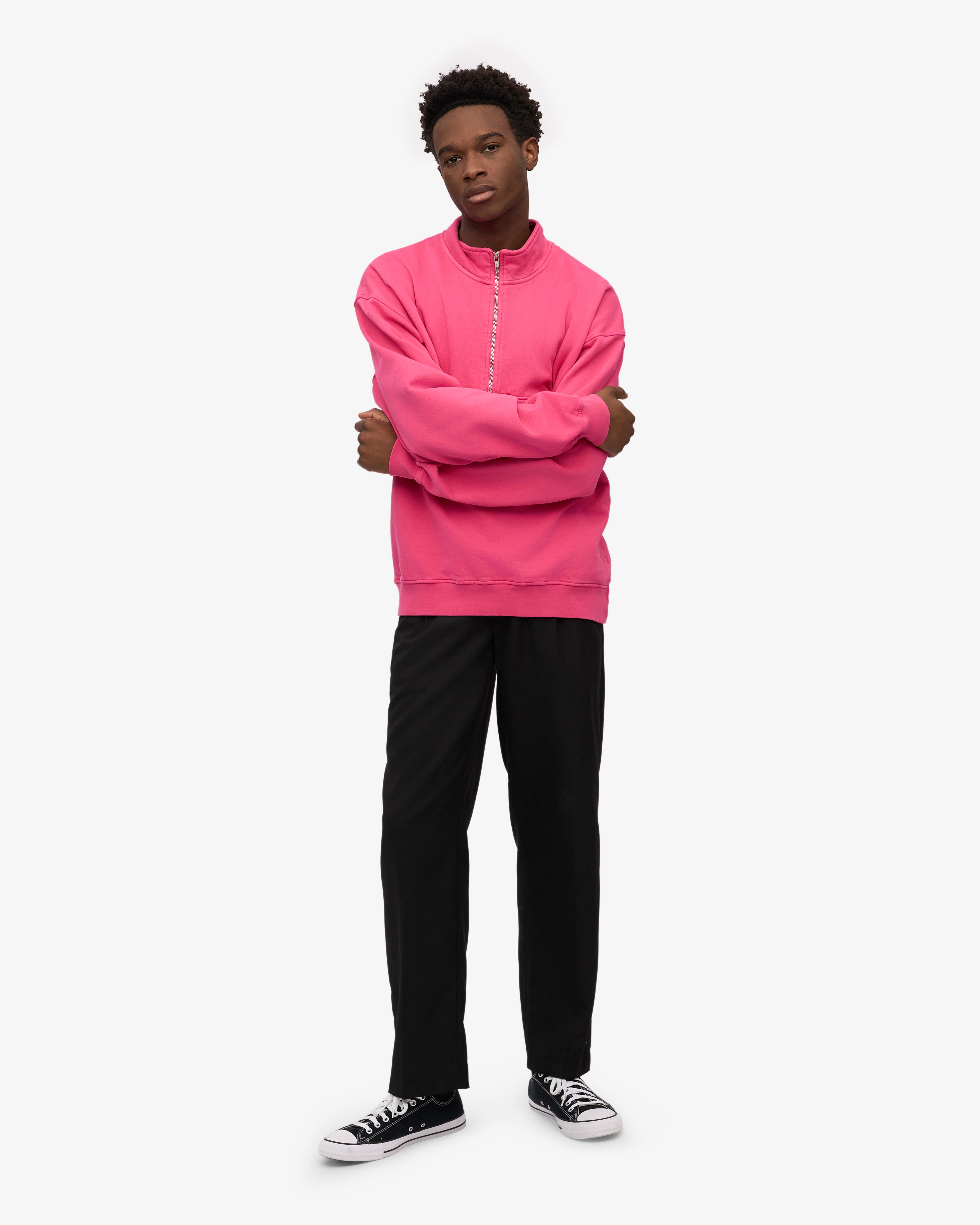 Organic Quarter Zip Sweatshirt for Women - Soft Bubblegum Pink Pullover for Casual Wear & Outdoor Activities