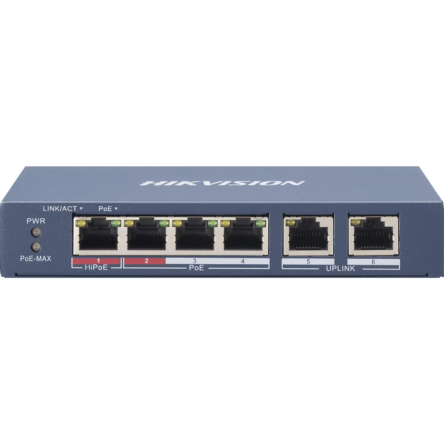 Hikvision DS-3E0106HP-E 6-Port Fast Ethernet PoE Switch | 10/100 Mbps Unmanaged Network Switch with Power Over Ethernet | Ideal for Home Office, Security Cameras & Small Business Networks