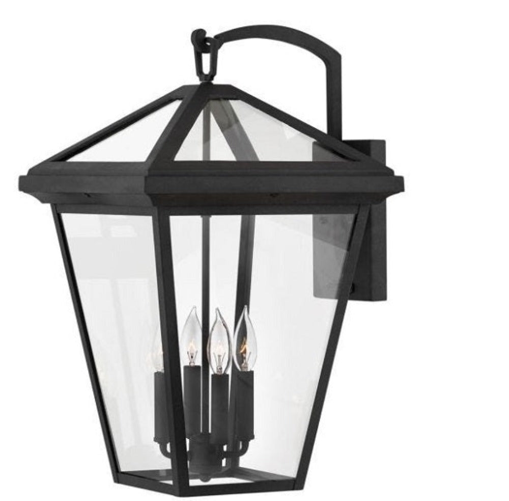 Abraham Wall Mount Lantern - Outdoor Black Metal Sconce Light Fixture for Porch, Patio & Garden - Weatherproof Exterior Lighting with Clear Glass Panels