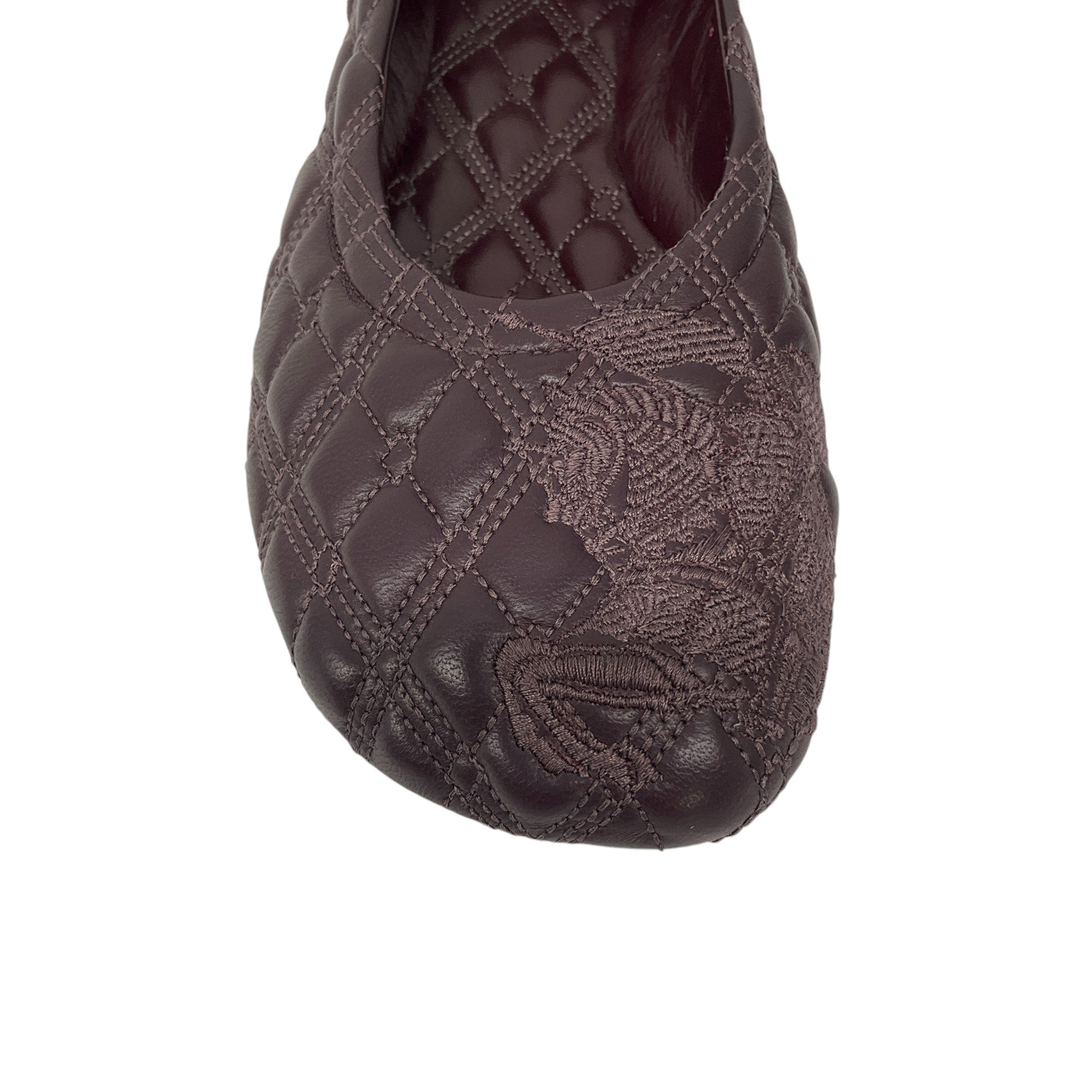 Burberry Poison Sadler Quilted Lambskin Ballerina Flats - Women's Luxury Leather Ballet Flats for Work, Date & Special Occasions