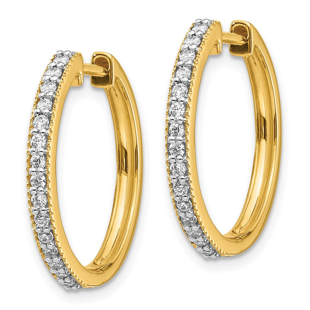 14K Gold Diamond Milgrain Hinged Hoop Earrings - EM4273 036 YA | Elegant Dangle Earrings for Women, Perfect for Weddings, Parties & Special Occasions