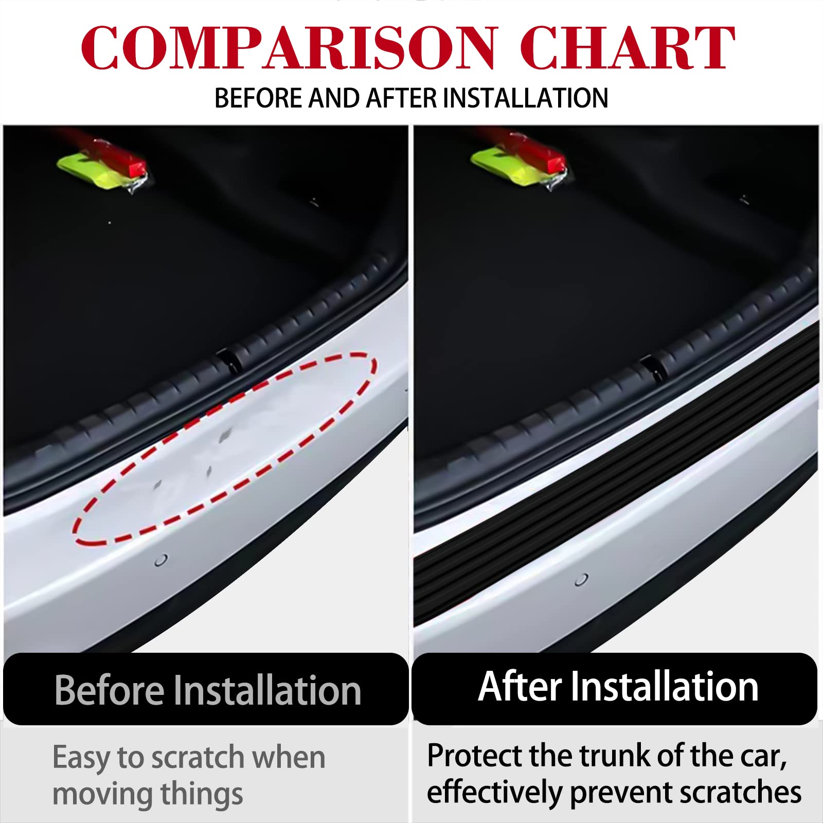 Premium Rear Bumper Protector - Self-Adhesive Viscose Natural Rubber Guard for Most Car Models | Durable Exterior Accessory for Parking & Scratch Protection