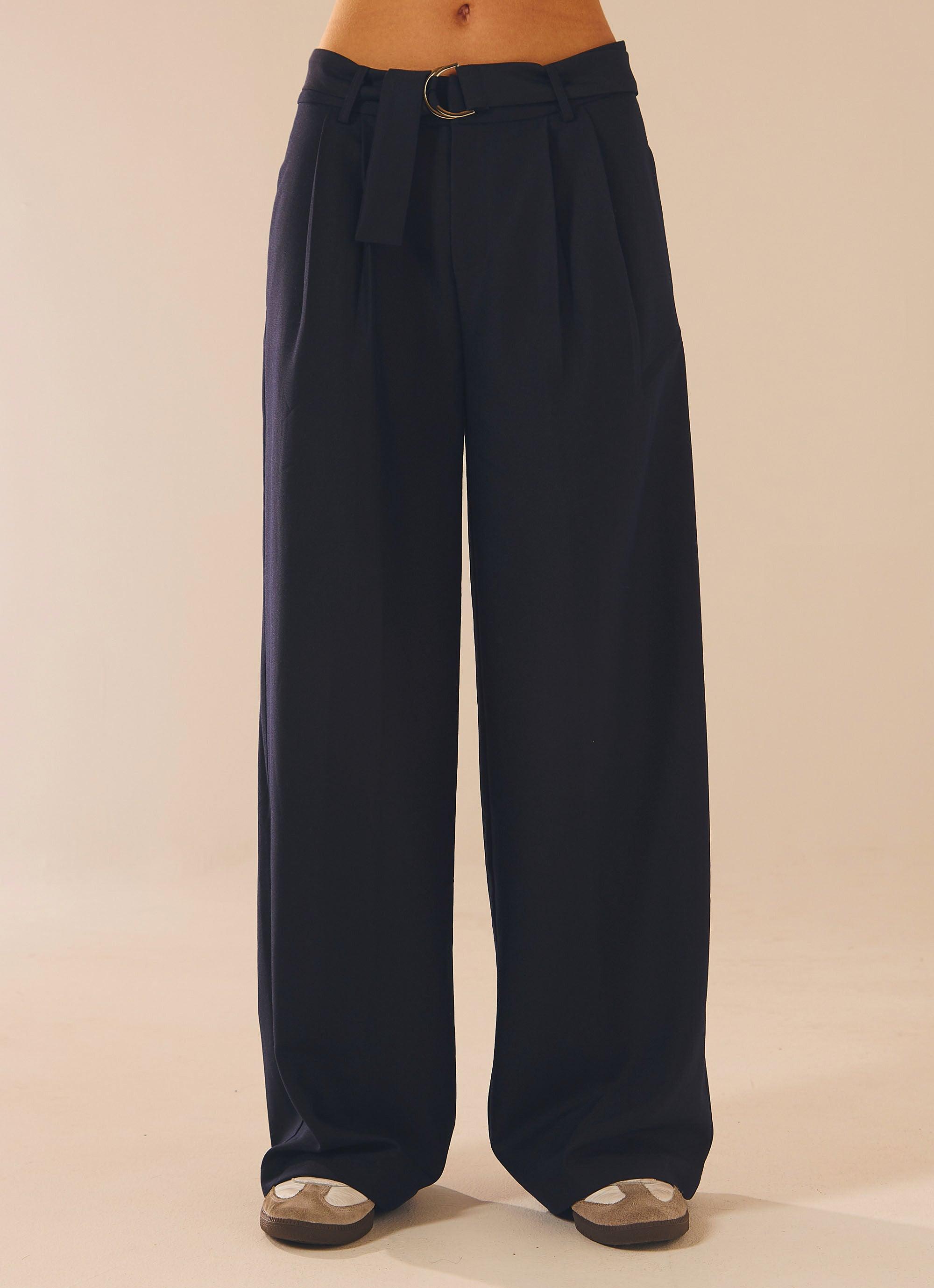 Premium Men's Slim Fit Dress Pants - Navy Blue Business Casual Office Pants for Work & Formal Occasions