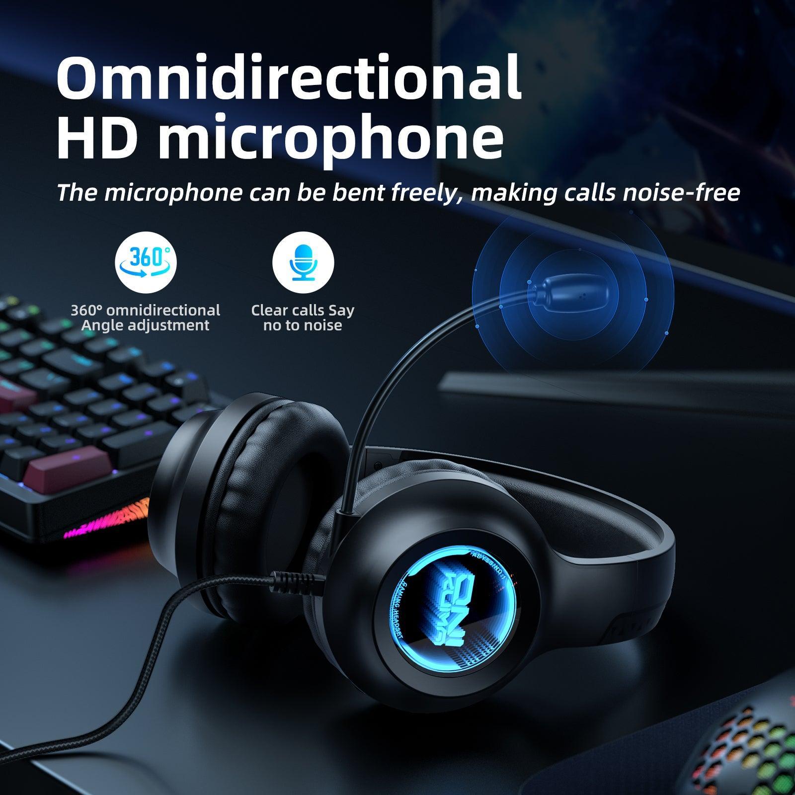ONIKUMA X36 Gaming Headset with Abyss Flow LED Lights - Comfortable Over-Ear Design & Crystal Clear Sound for PC, PS4, Xbox - Perfect for FPS, Streaming & Late Night Gaming Sessions