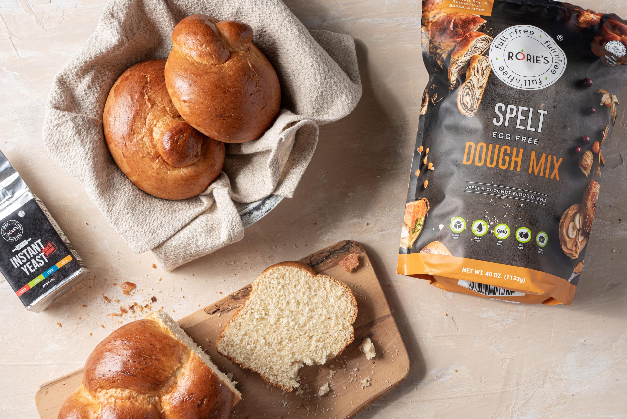Organic Spelt Dough Mix - Egg Free, Vegan Friendly (40 oz) | Perfect for Baking Bread, Pizza & Pastries | All-Natural Ingredients for Healthy Homemade Meals