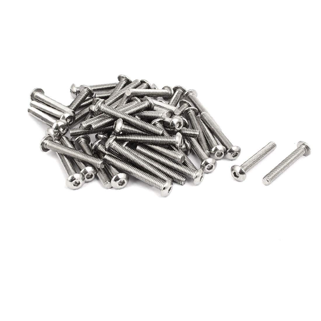 Stainless Steel M5x35mm Hex Socket Cap Screws - 50pcs for DIY & Furniture Assembly